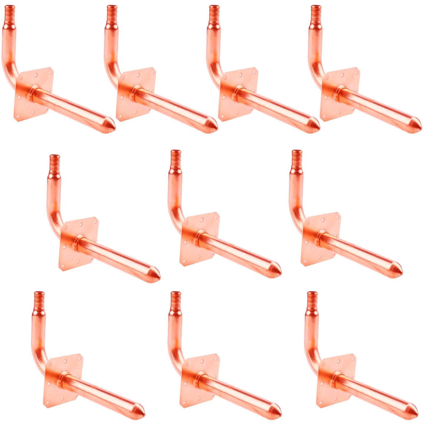 WHK 10 Packs 1/2 Inch Copper PEX Stub Out Pex-B Copper Stub Out Elbow with Wall Flange with Wall Flange 1/2" x 6"