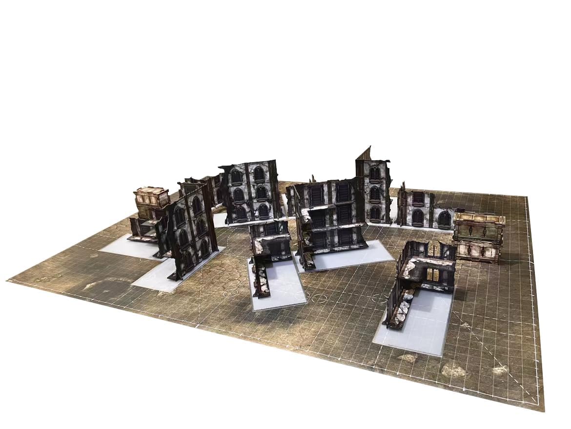 Lighter Creative 44'' x 60'' Battle Mat Gridded War-Gaming Mat for WH40K, Wargame RPG and Other Tabletop Games - Made of Synthetic Leather, Wasteland Patterned (Rolled Package)