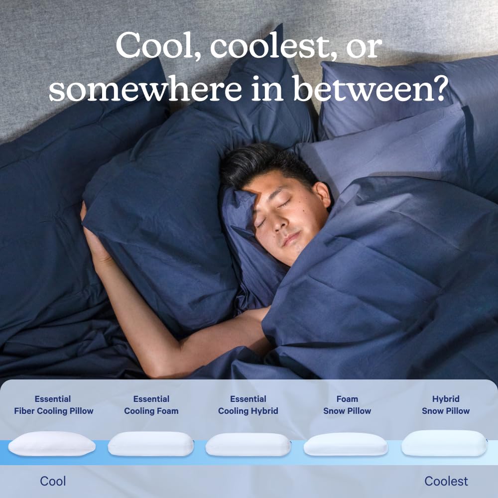 Casper Sleep Essential Cooling Pillow, Standard Size – Cooling Cover, Medium Soft Feel, Down-Alternative Fill, Supports Side, Back & Stomach Sleepers