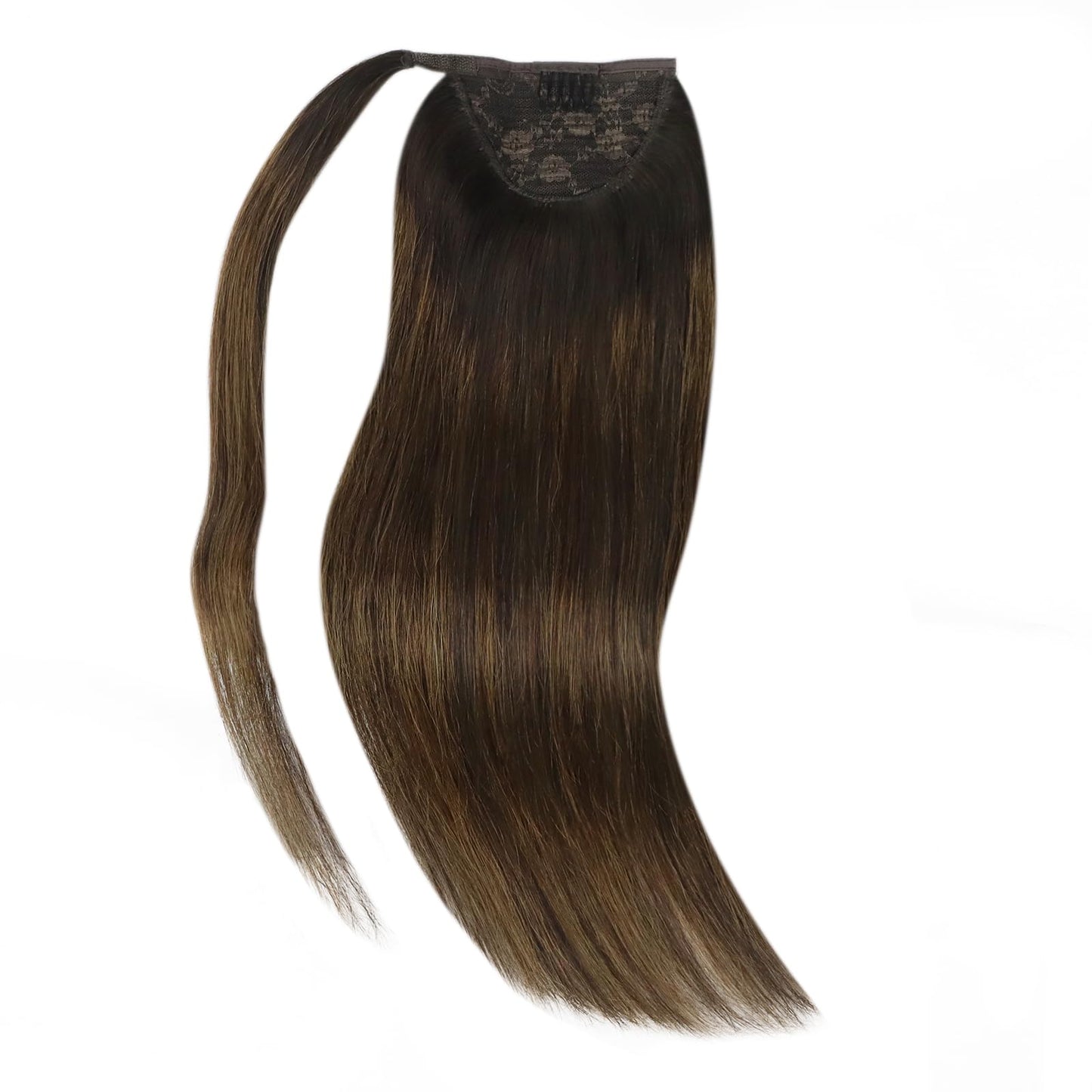 Ve Sunny Ponytail Extension Human Hair Dark Brown Clip in Ponytail Human Hair Brown Human Hair Ponytail Darkest Brown Balayage Medium Brown Human Ponytail Extension for School 80g 16inch