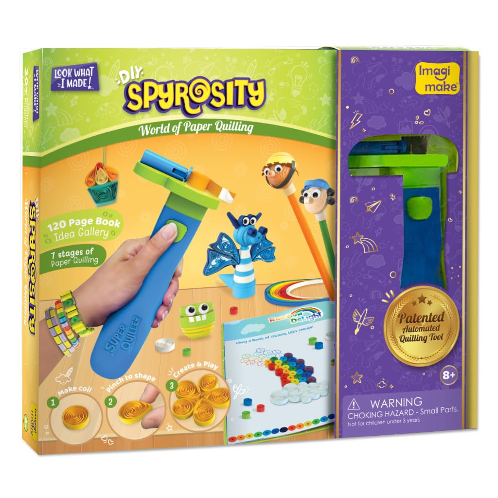 Quill On Quilling Kit - Complete Quilling Set for Beginners - Automated Tool, Board, Mould, 550 Strips, 120 Page Book; Unisex, Ages 6+, Not Foldable