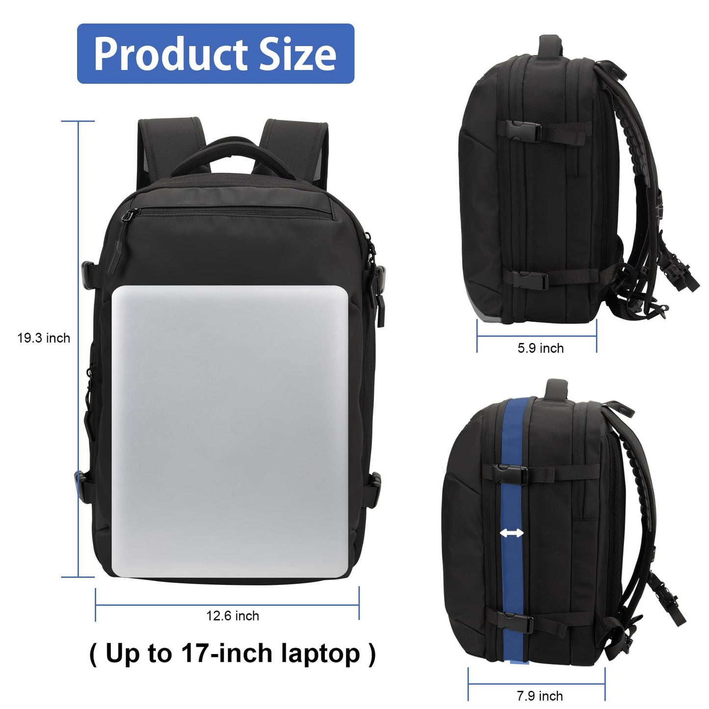 Vacuum Backpack Travel, Lightweight Waterproof Airback with Pump, 60L Expandable Compression Bag for Travel, TSA Friendly Flight Approved, Work, Business Trip, Commute