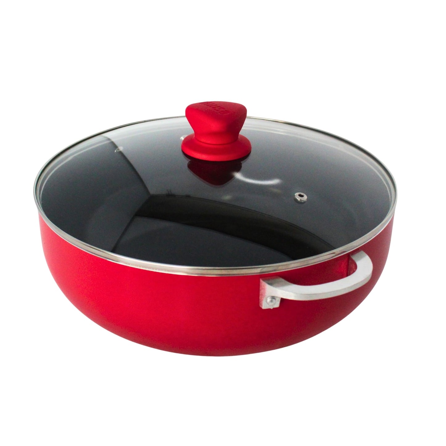 IMUSA 6.9 Qt Large Red Aluminum Dutch Oven Caldero with Black Ceramic Nonstick & Glass Lid – Big Rice, Stew, Cooking Pot for Soups, Beans, Braising & Traditional Hispanic Recipes