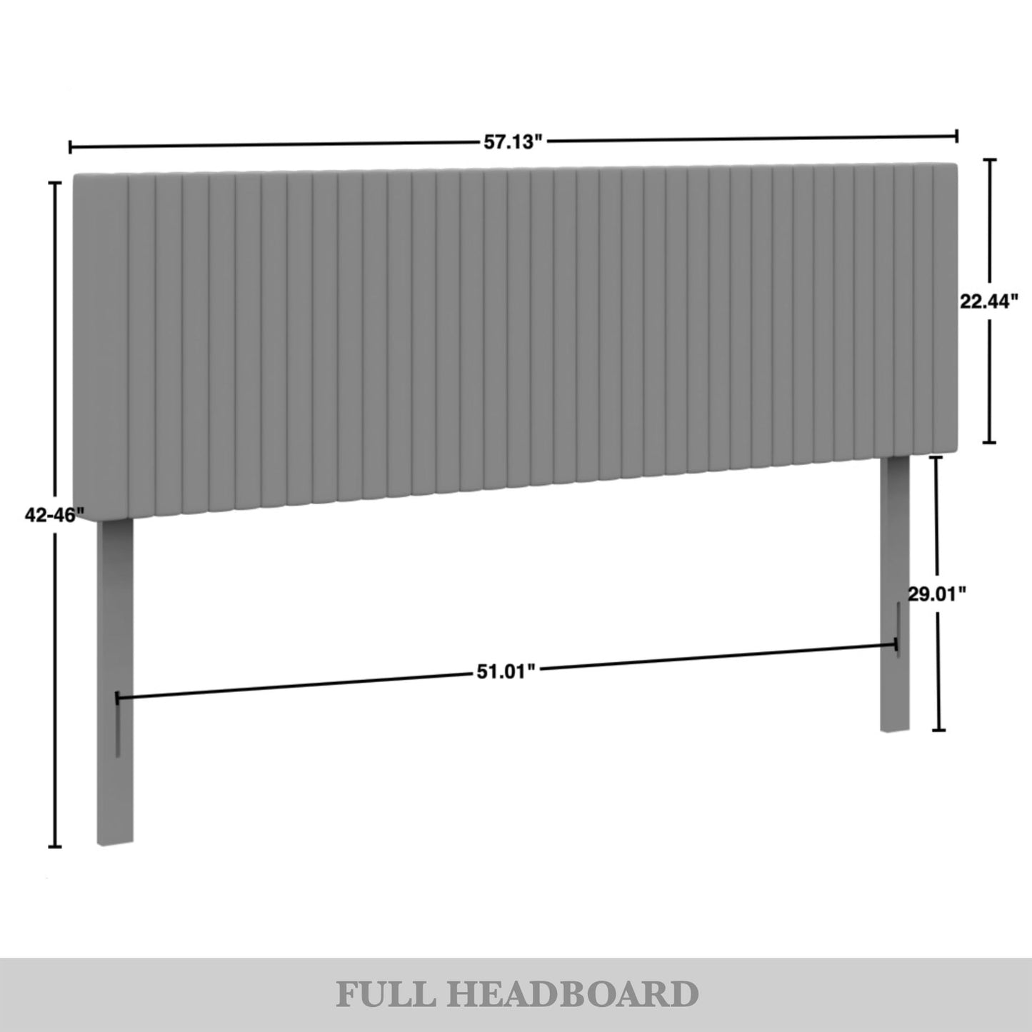 Castle Place Full Corduroy Velvet Upholstered Adjustable Headboard, White