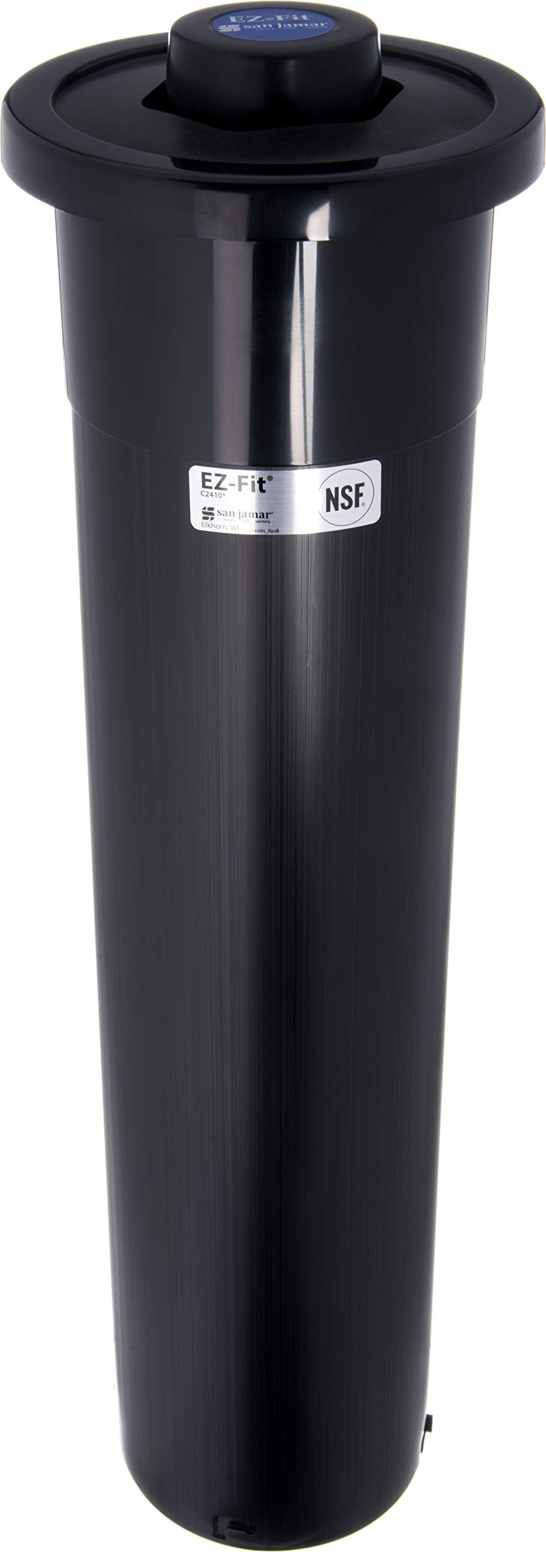 San Jamar One-Size-Fits-All Ez-Fit In-Counter Cup Dispenser Fits 8-46 Oz Cups with Interchangeable Gaskets for Restaurants, Dining Halls, and Fast Food, Plastic, 23.25 Inches, Black
