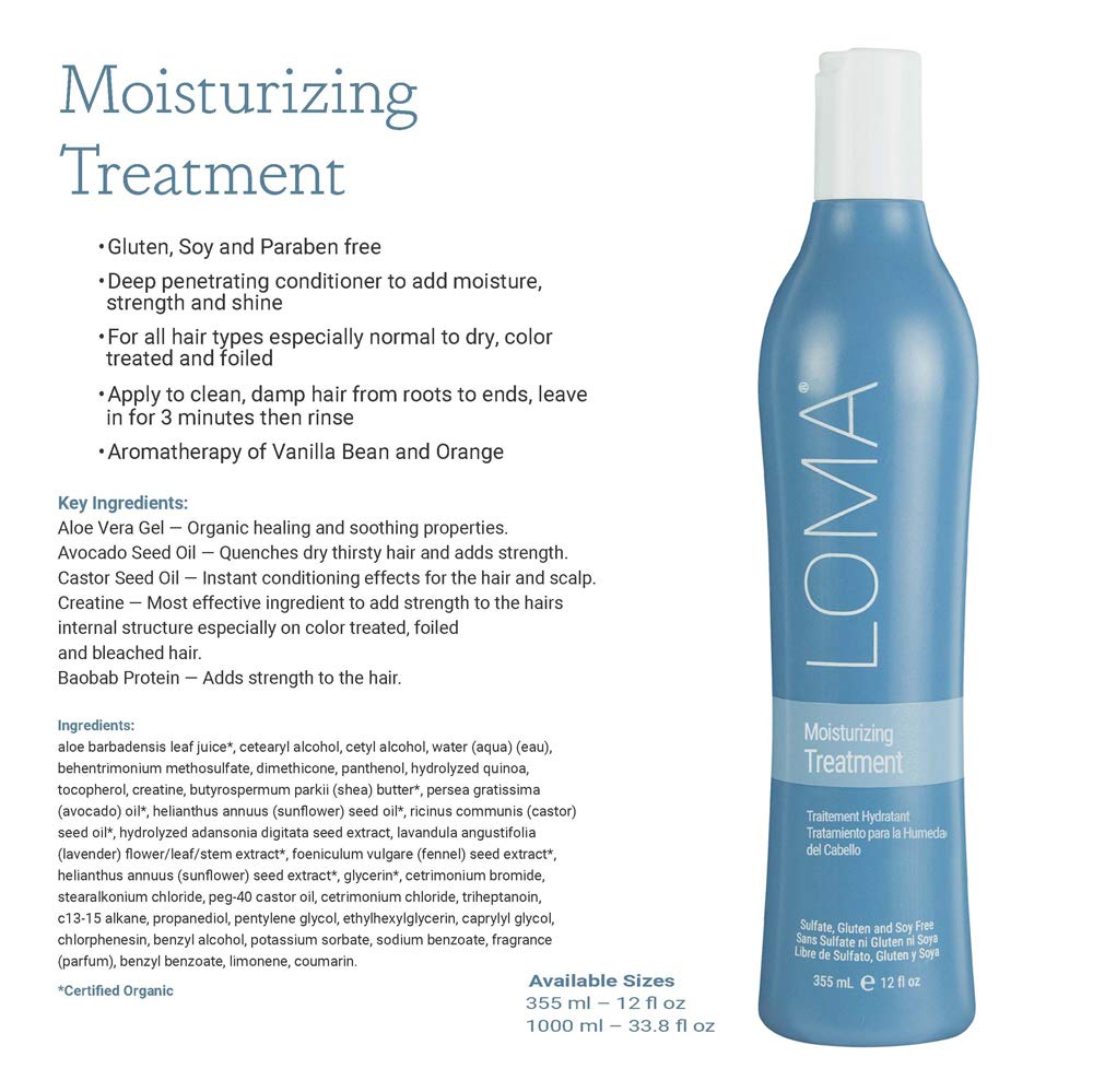 Loma Hair Care Moisturizing Shampoo & Treatment Duo, 12 Fl Oz each