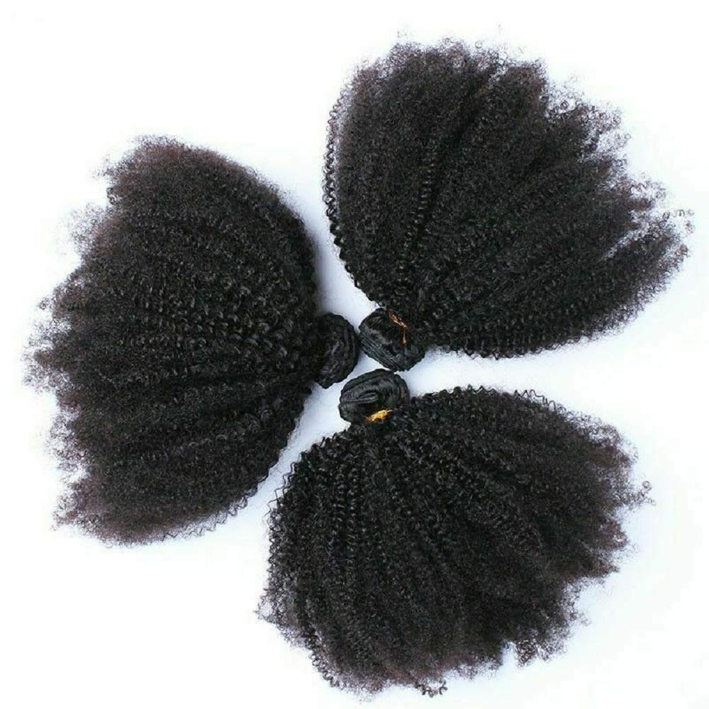 Mongolian Afro Kinky Curly Bundles 4B 4C Afro Kinky Curly Human Hair Bundles 18 20 22 Inch Unprocessed Virgin Hair Curly Weave Bundles Afro Curly Hair Extensions for Black Women Natural Color