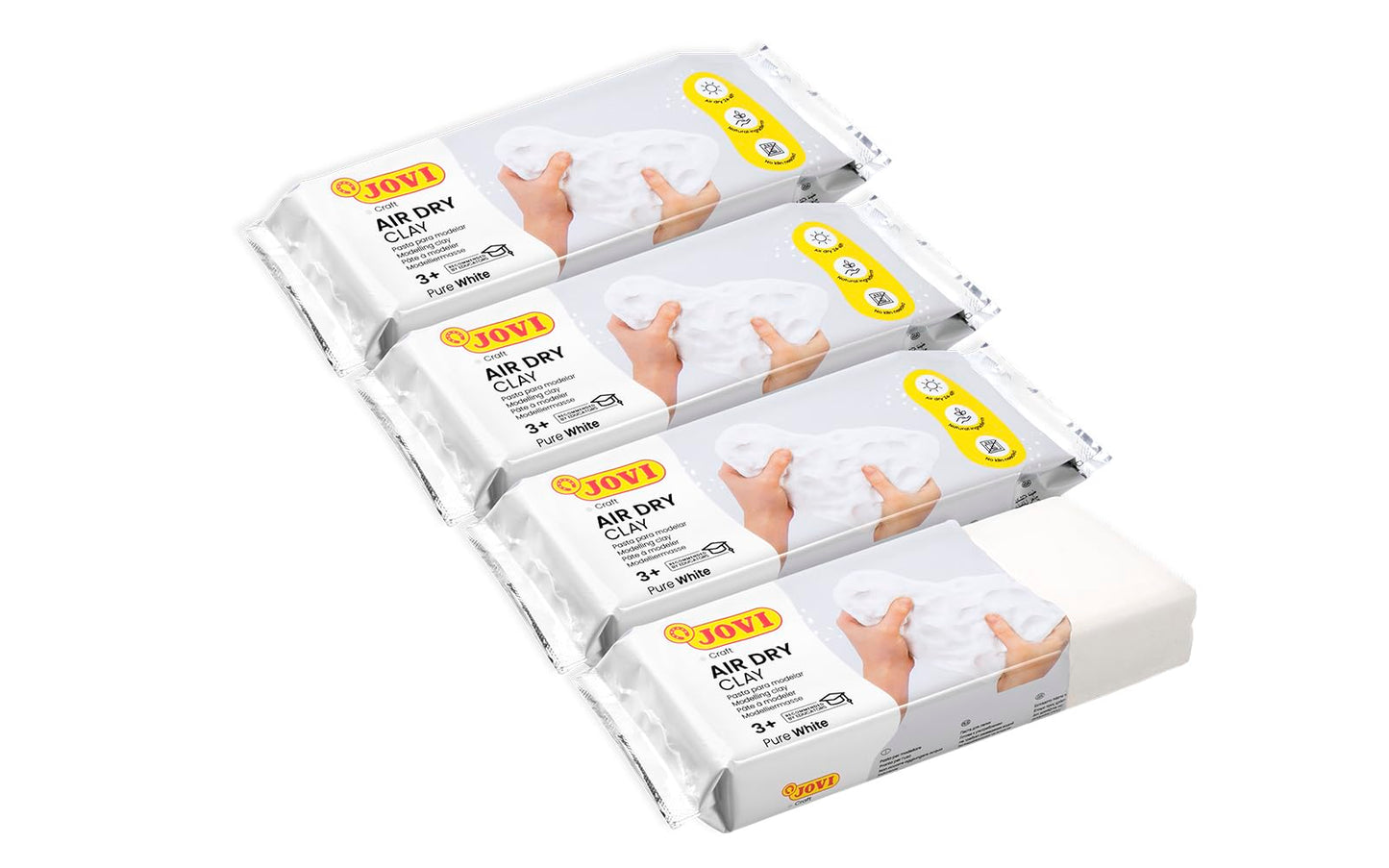 Jovi - Air Dry Modeling Clay Kit, Set of 4 Units, 2.2lb Each, 8.8lb Total, No Oven Needed, White Color, Pottery Clay Perfect for Arts and Crafts Projects (P86/4)