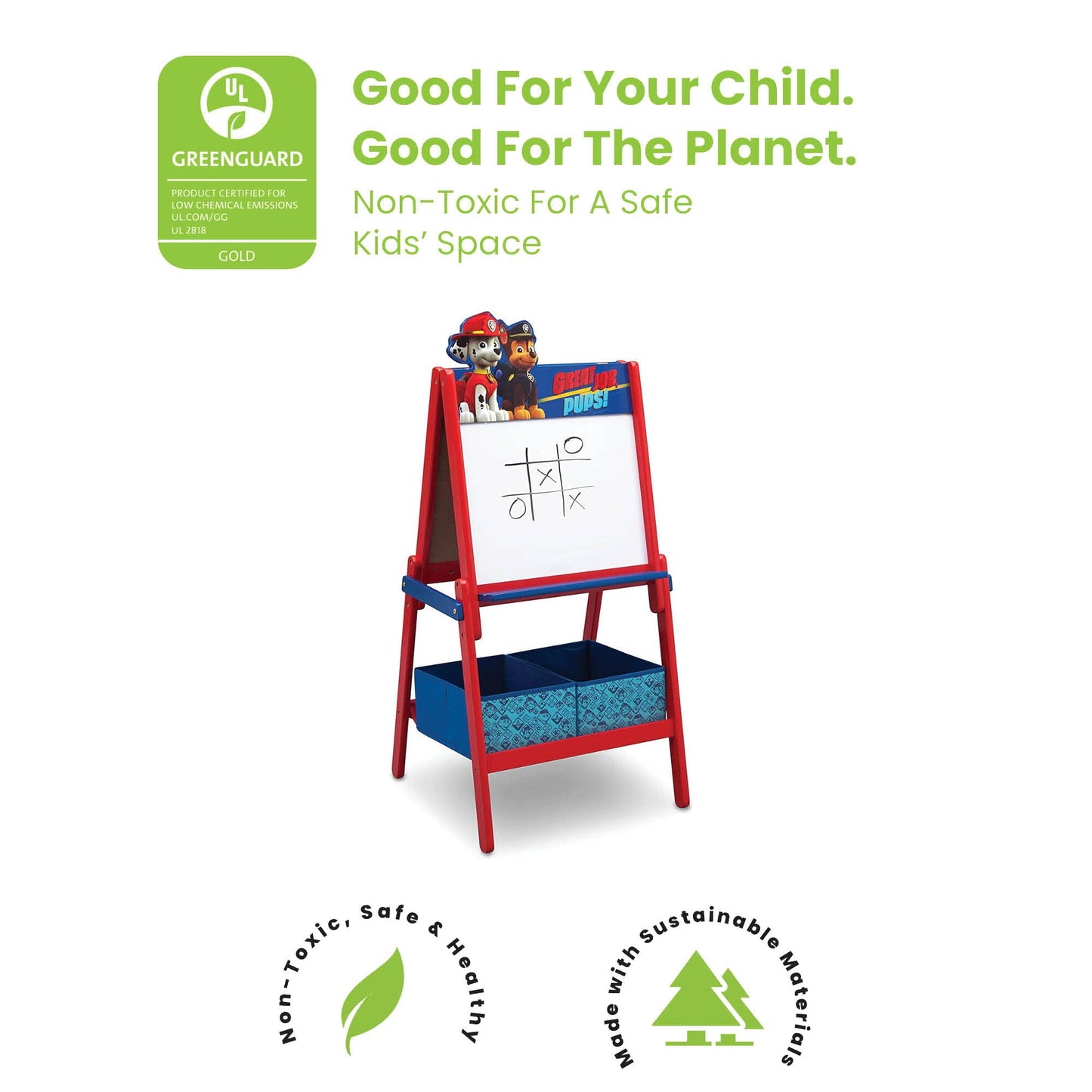 Nick Jr. Delta Children Wooden Double Sided Activity Easel with Storage, Paw Patrol