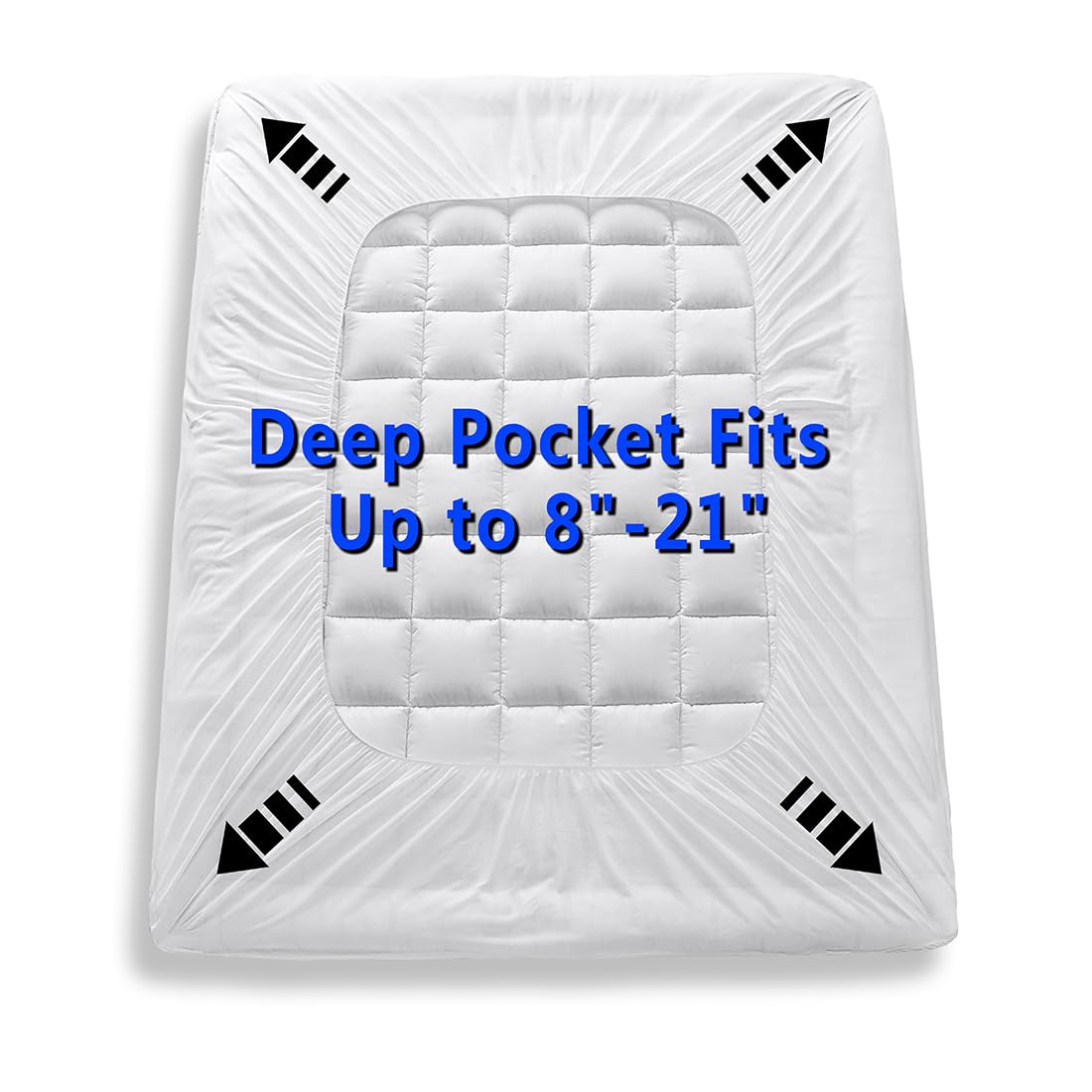 GERHOME Queen Size Quilted Fitted Mattress Pad Cover with Deep Pocket Fitted 8" - 21", Ultra Soft and Comfortable, Breathable (White, Queen)