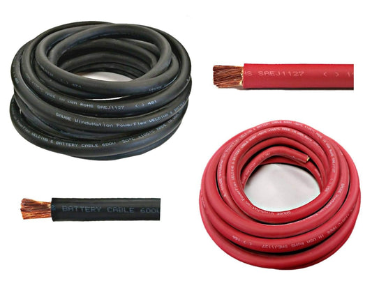 4/0 Gauge 4/0 AWG 10 Feet Black + 10 Feet Red Welding Battery Pure Copper Flexible Cable Wire - Car, Inverter, RV, Solar