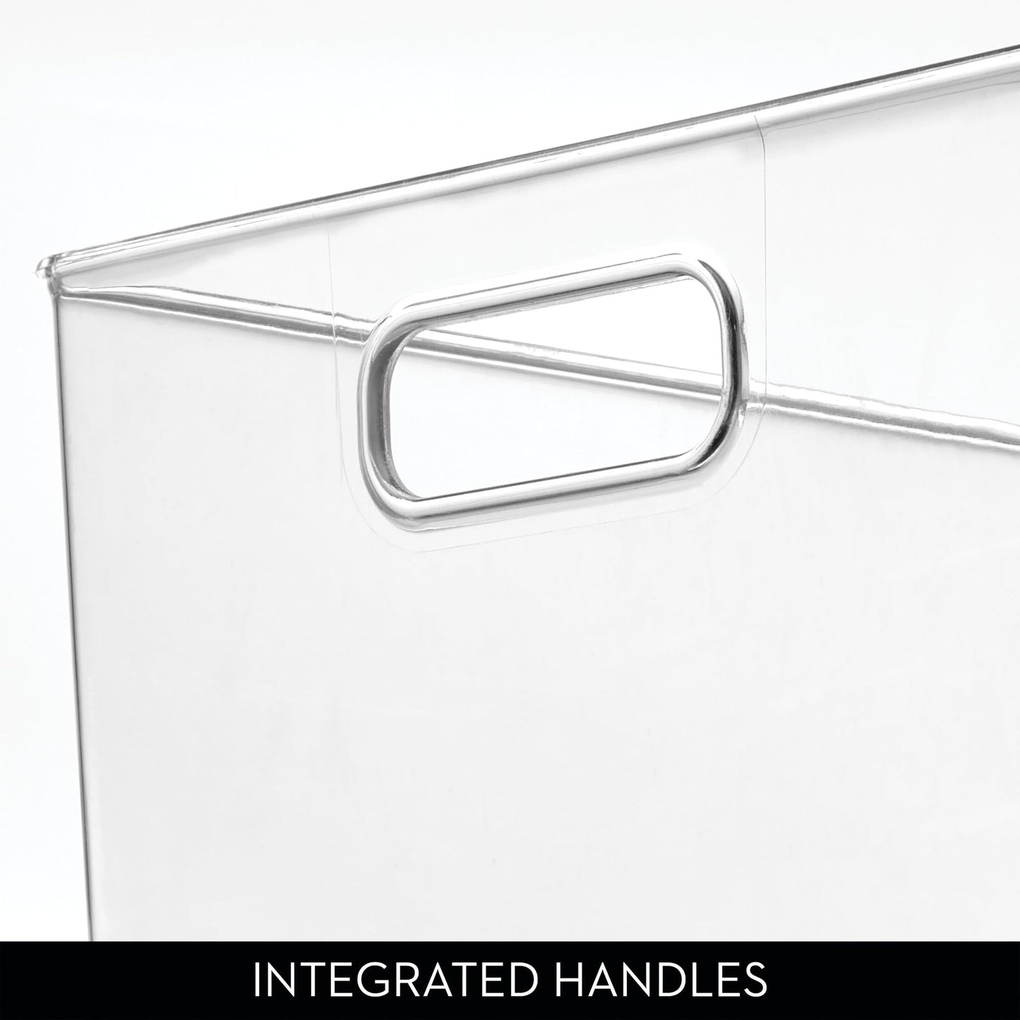 iDesign Storage Bin with Handles for Kitchen, Bathroom, or Home Office, Set of 2, Clear, Made in USA