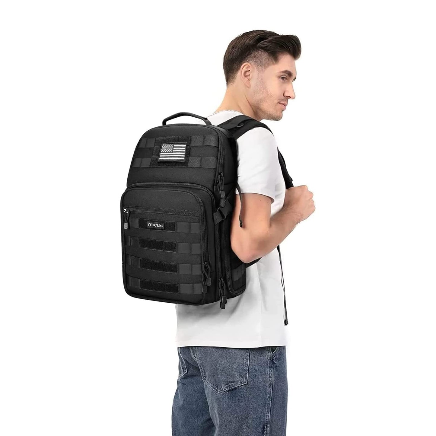 MOSISO Camera Backpack, DSLR/SLR/Mirrorless Tactical Camera Bag Case with Laptop Compartment Compatible with Canon/Nikon/Sony, Black