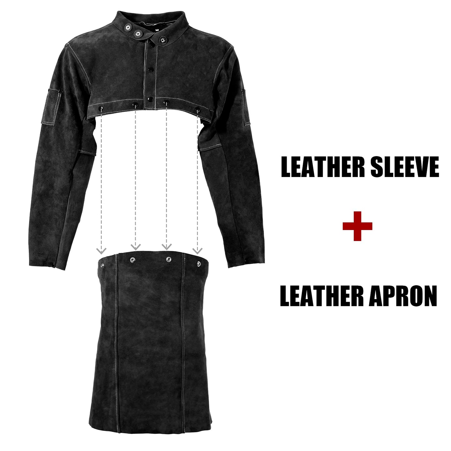 LeaSeek Leather Welding Jacket, Flame-Resistant Heavy Duty Split Cowhide Leather Open Back Welder Jacket for Men & Women