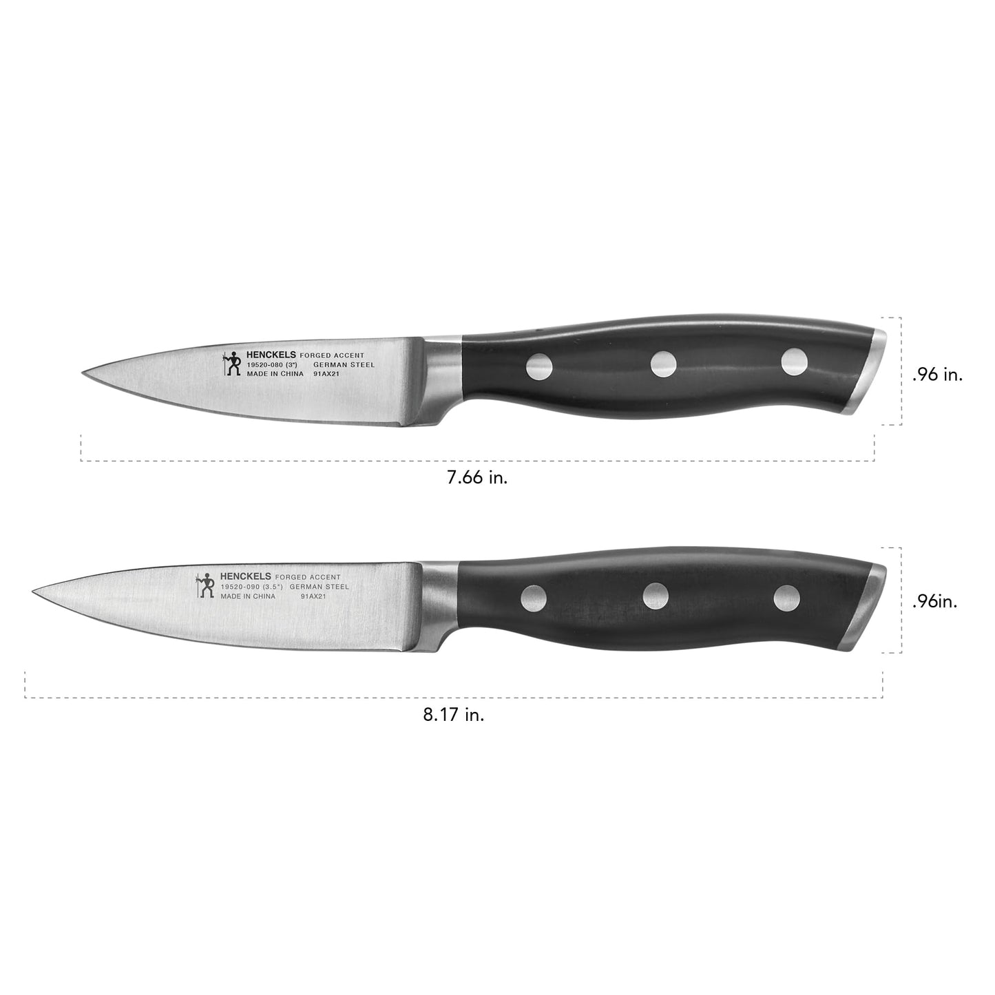 HENCKELS Forged Accent Razor-Sharp 2-pc Paring Knife Set, White Handle, German Engineered Informed by 100+ Years of Mastery