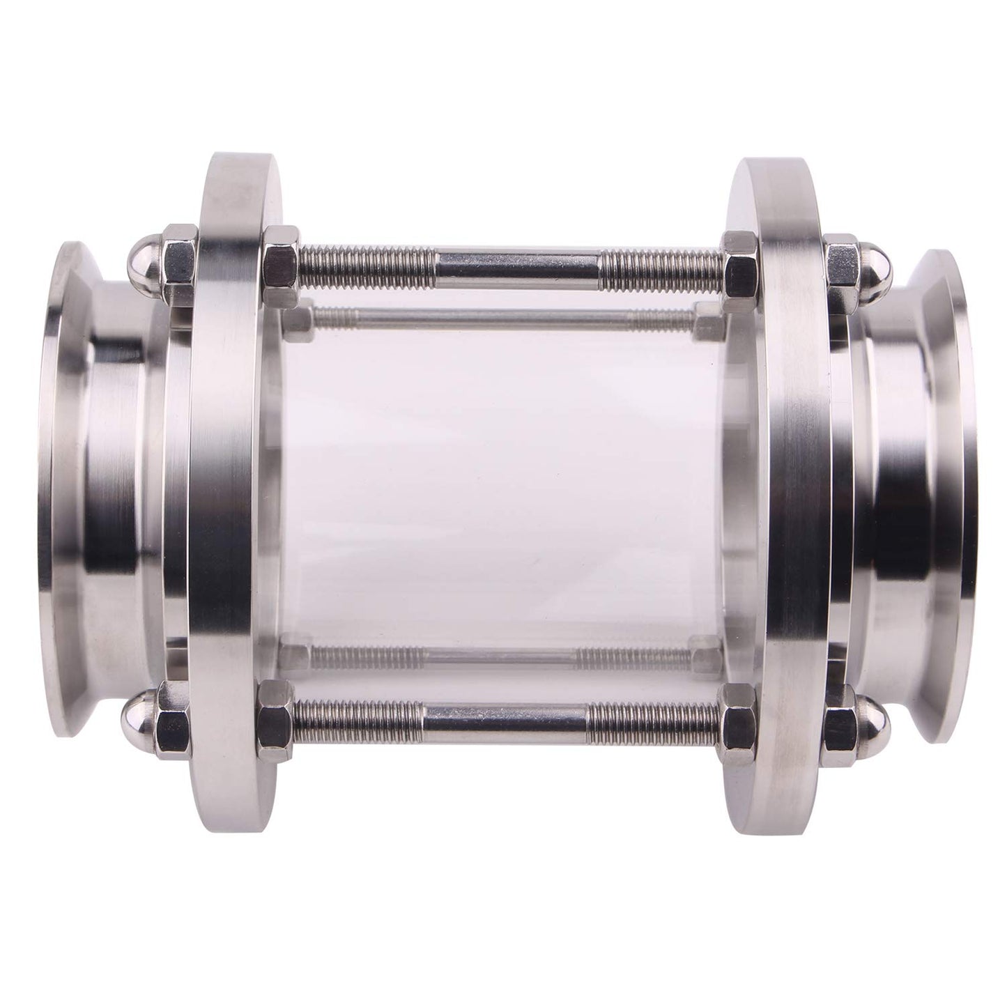 DERNORD In-Line Sight Glass with Clamp End,Flow Sanitary Straight Sight Glass SUS316 3 Inch Tri Clamp Type (Flow Pipe OD 76MM)