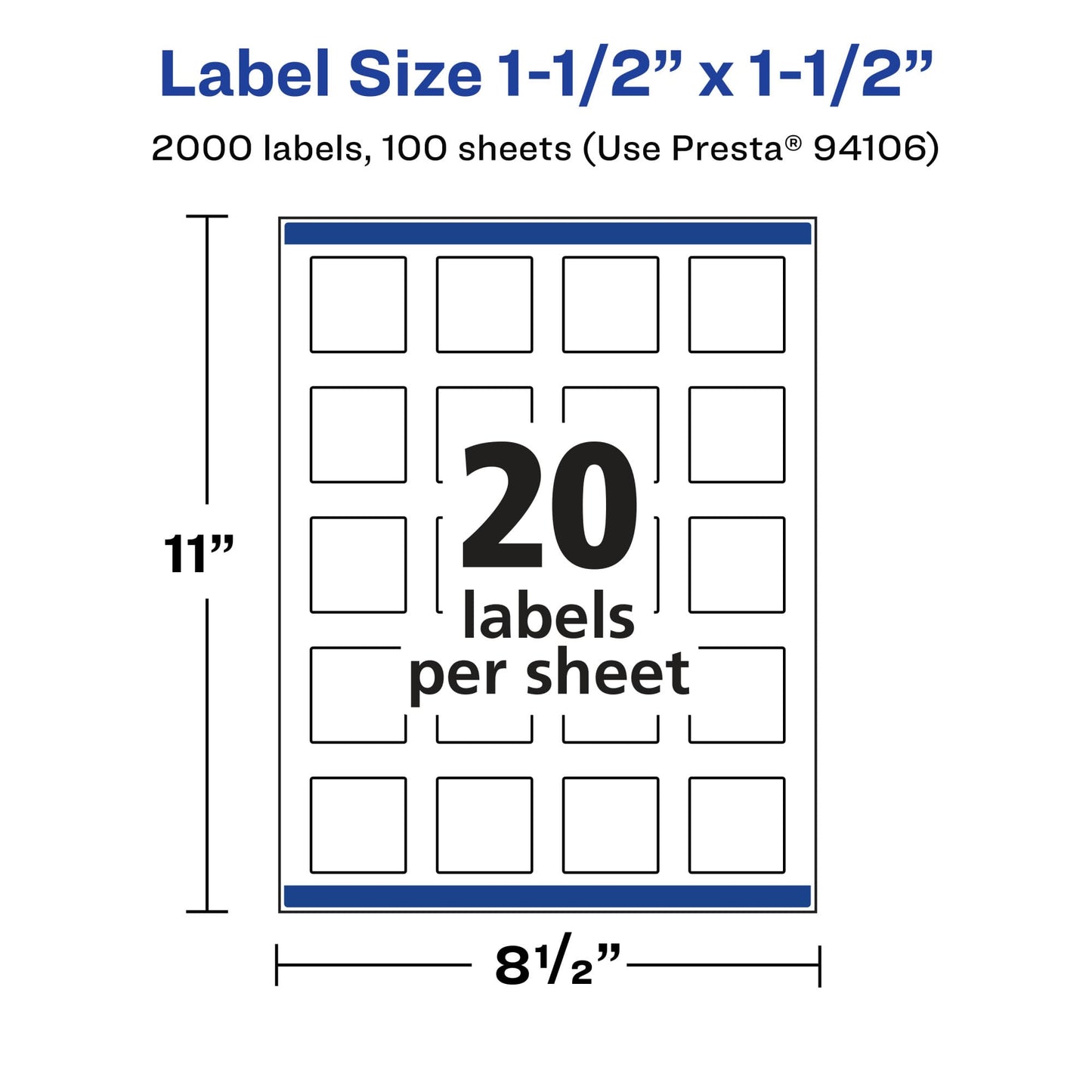 Avery Matte Clear Square Labels with Sure Feed, 1.5" x 1.5", 2,000 Matte Clear Labels, Print-to-The-Edge, Laser/Inkjet Printable Labels