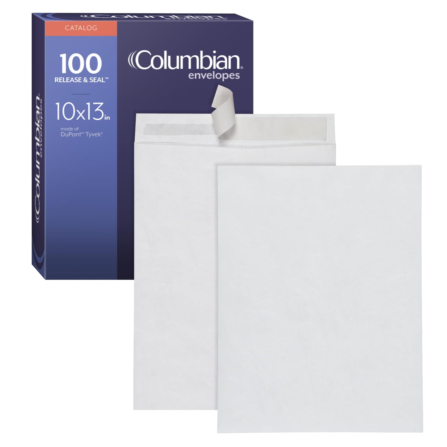 Columbian Self-Seal Mailers, Self-Sealing Envelopes, Made with DuPont Tyvek Material, 14 lb., Puncture, Tear and Moisture Resistant, White, 10" x 13", 100 per Box (1016970)