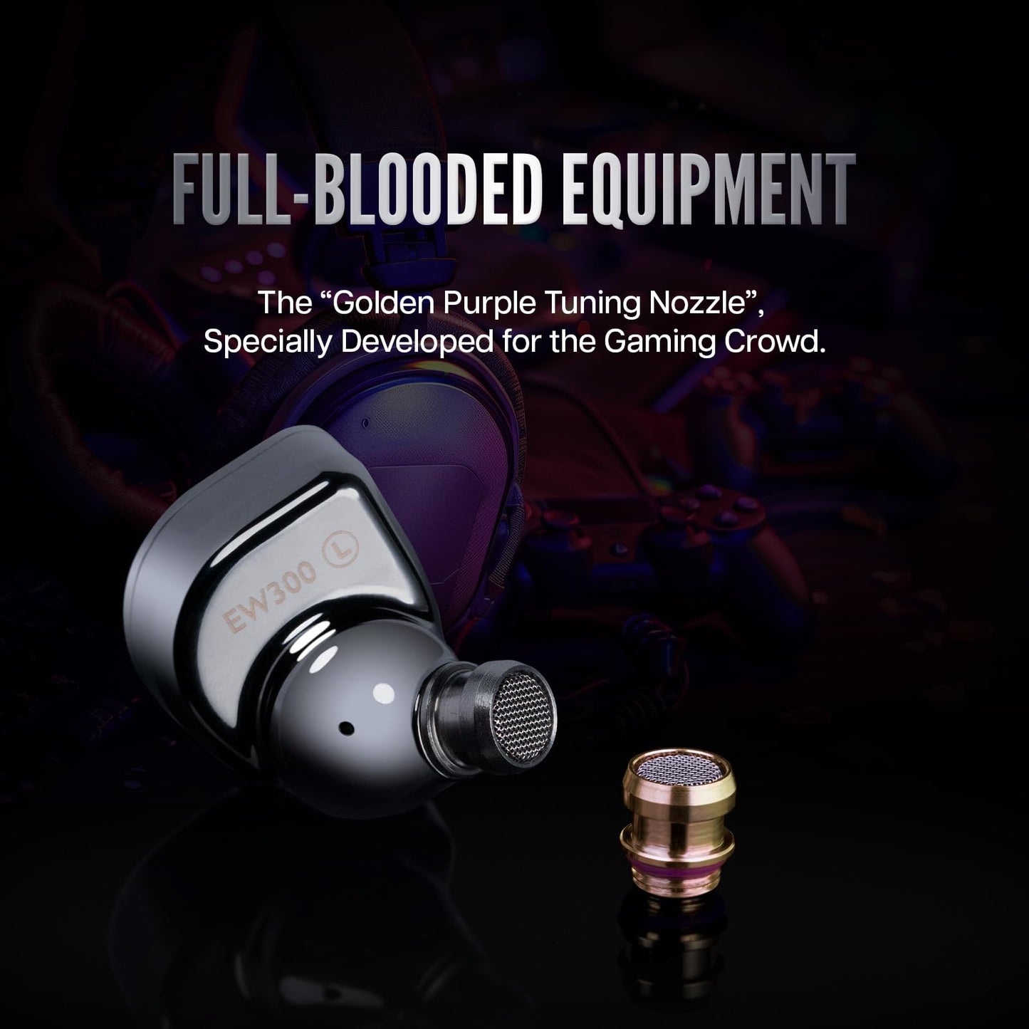 Linsoul SIMGOT EW300 1DD+1Planar+1PZT Hybrid Driver in Ear Monitor, Wired Earbuds IEM, Gaming Earbuds with Detachable Nozzles, Silver-Plated OFC IEM Cable for Audiophile Musician (Standard Edition)