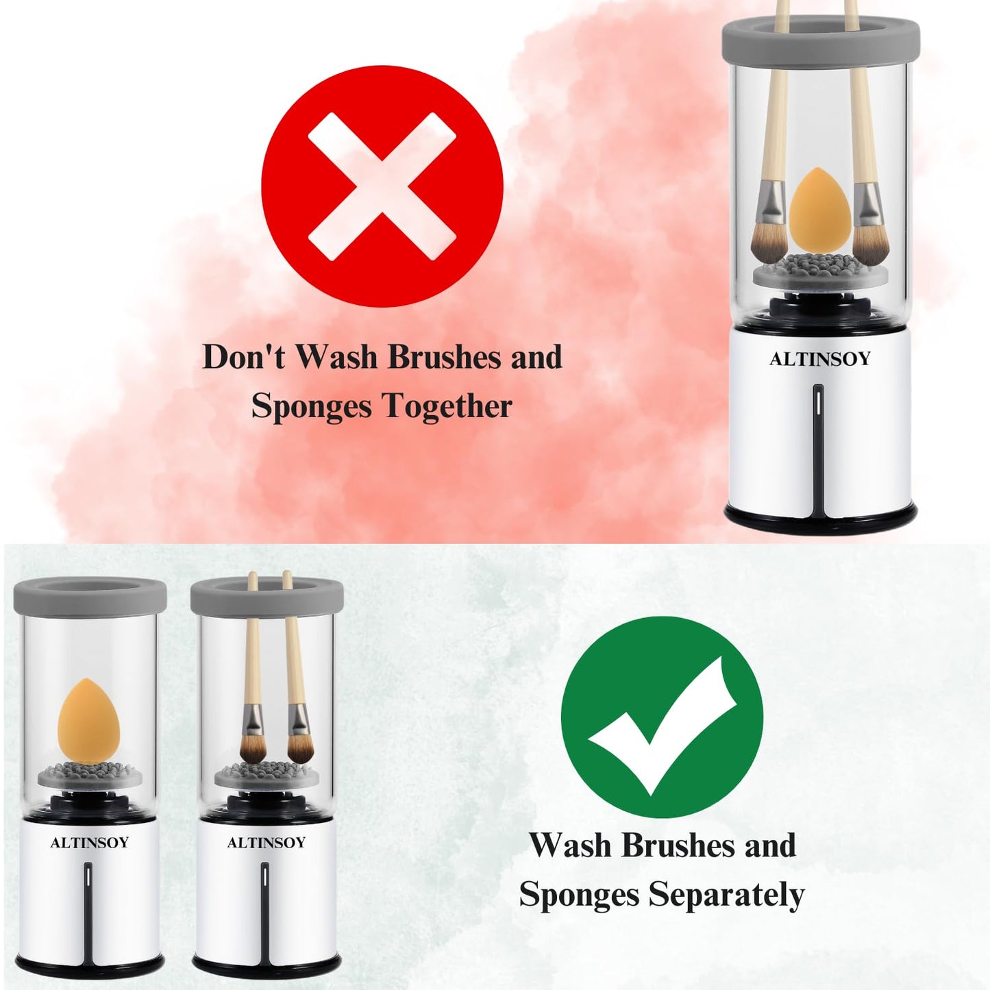 ALTINSOY Makeup Brush Cleaner Machine - Electric Cosmetic Brushes Cleanser - Automatic Cleaning Tool - Fast Wireless Makeup Brush Washing - Gifts For Women - Makeup Brush Holder - Sponge Cleaners