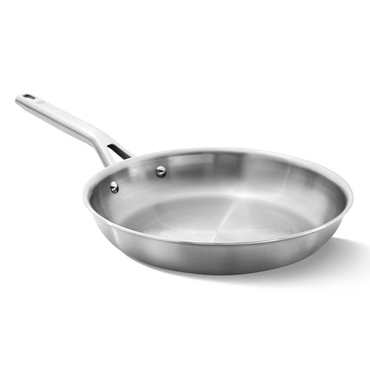 Calphalon Brushed 3-Ply Stainless Steel Cookware w/Turbo Heat Tech 10" Fry Pan, Induction, Oven Safe 450F, Brushed Stainless Silver