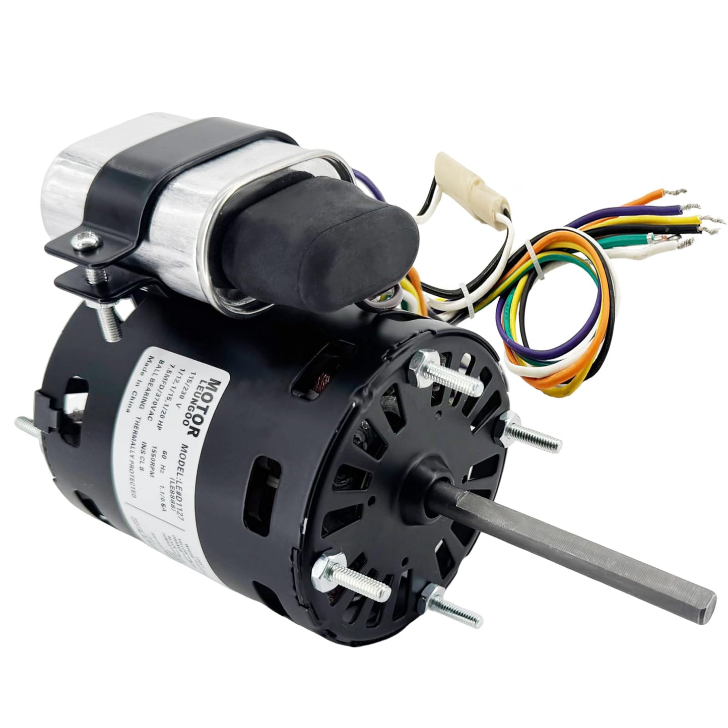 LEUNGOO 9721, D1127 Refrigeration Fan Motor Replaces Fasco Blower D1101 1126 Century 9650 AO Smith 9656 Bohn 25309101 5008, 1/12HP, 1/15, 1/20HP, 3.3in 1550RPM 115/230V, 60Hz 1.1/0.6A PD1127 EM1127