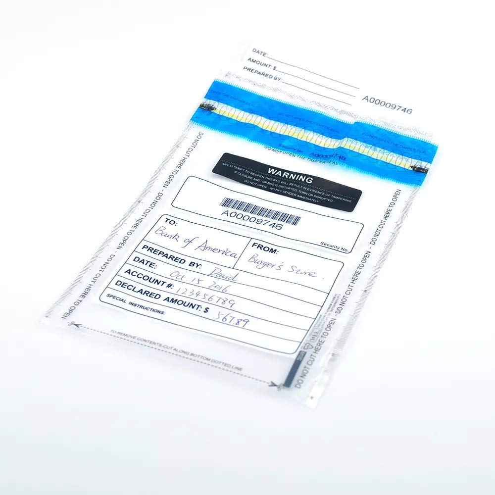 Self Adhesive Seal Clear Deposit Bags Tamper-Evident Bags, Security Bank Pocket (Clear-500)