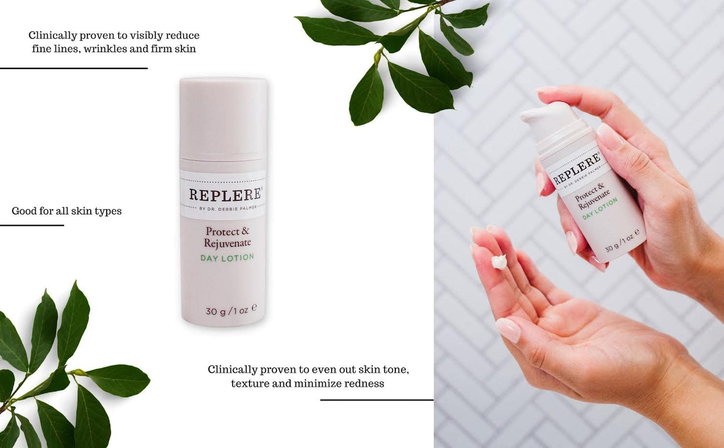 Replere - Protect & Rejuvenate Day Lotion - All Natural Face Moisturizer w/Hyaluronic Acid, Coffea Arabica & Aloe