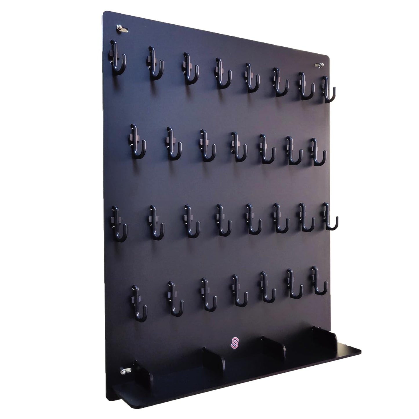 PROSPACE P0004 Acrylic Key Hooks Upgrade Thick Buckle 14 3/4ʺW x 18 3/4ʺL Wall-Mounted Key Hanging Board with 30 Hooks for Garage, Car Dealer, Office, Hotel, Real Estate (Matte Black with Pallet)