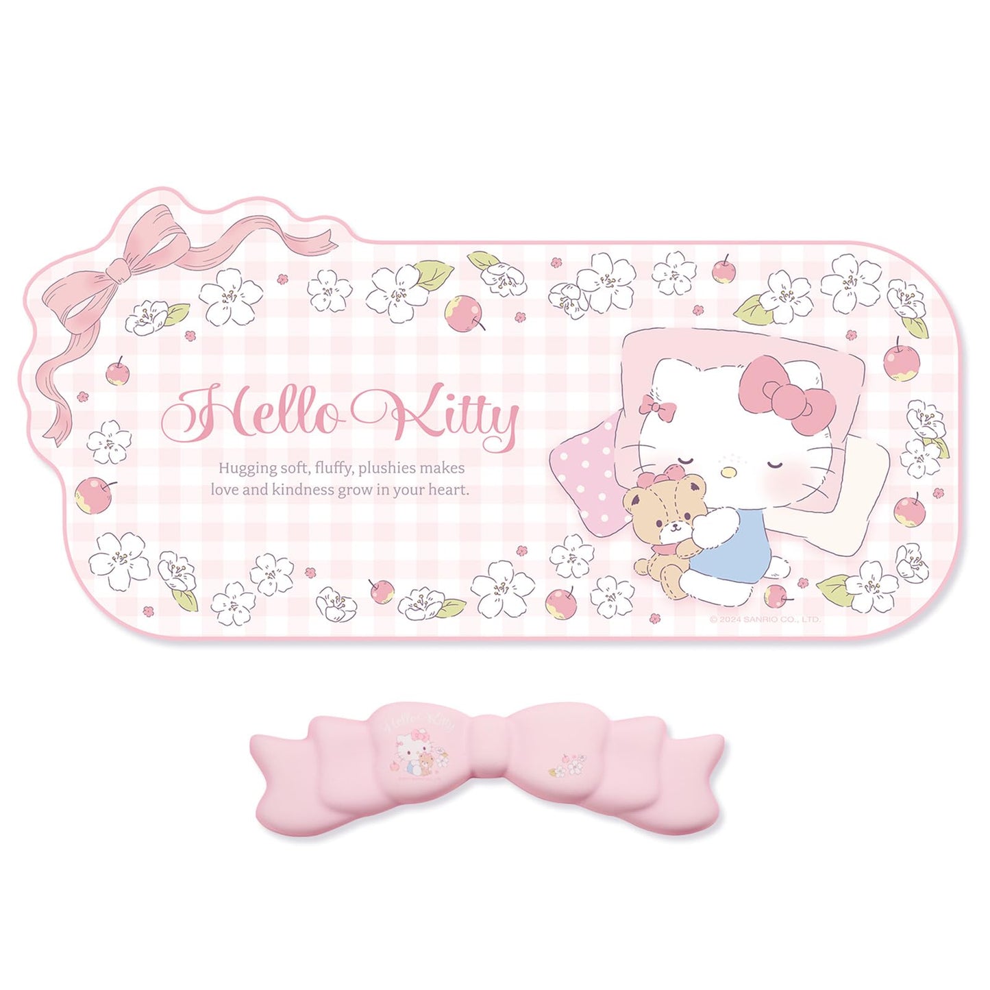 Kuitmor Kawaii Anime Mouse Pad Wrist Rest Support Set - Non-Slip Desk Mat and Memory Foam Bowknot Wrist Rest for Keyboard and Mouse,Perfect for Gaming or Home Office Work - FlowerCat
