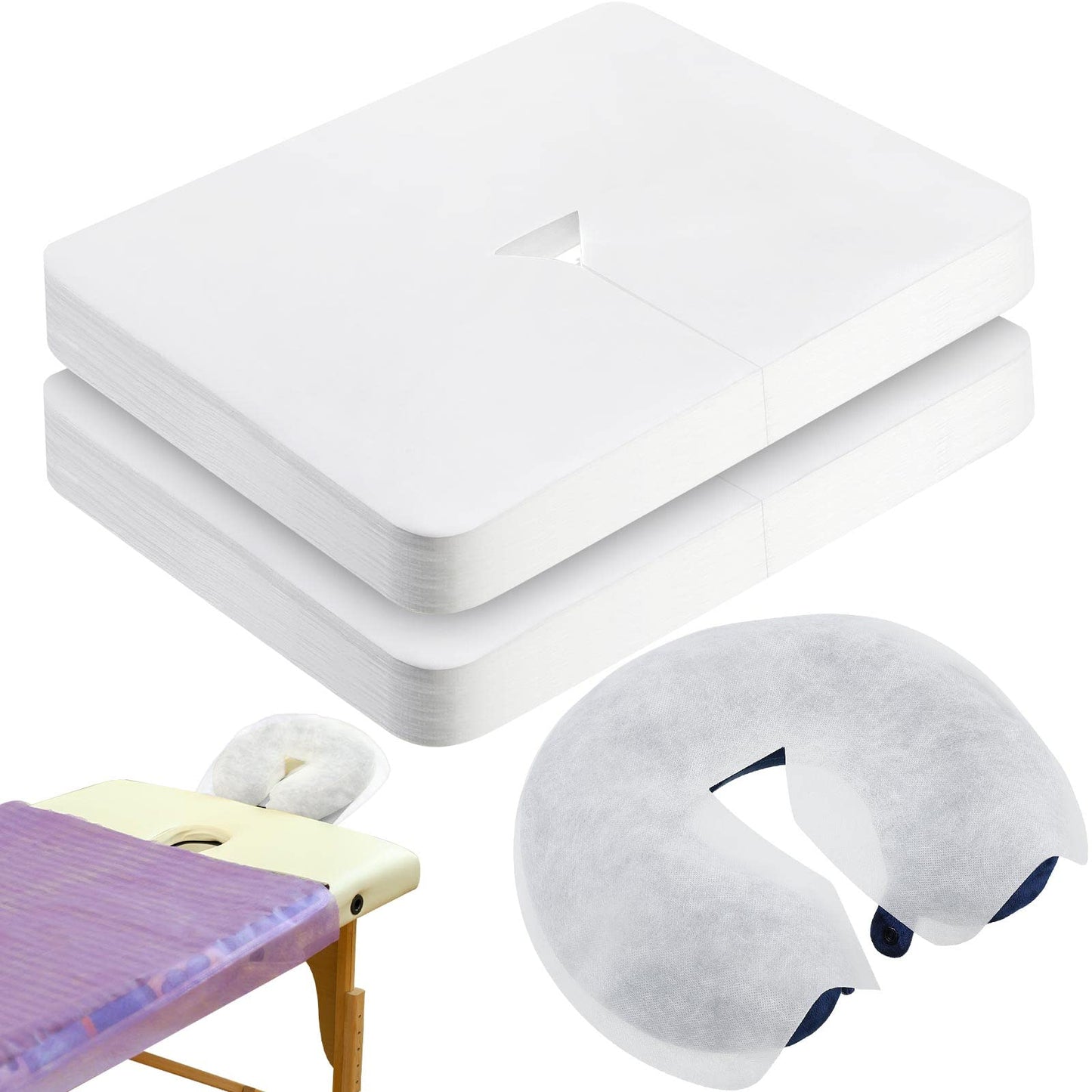 Oudain 800 Pcs Disposable Face Cradle Covers Massage Face Cradle Cover for Massage Table Fitted for 16 x 12 Inches