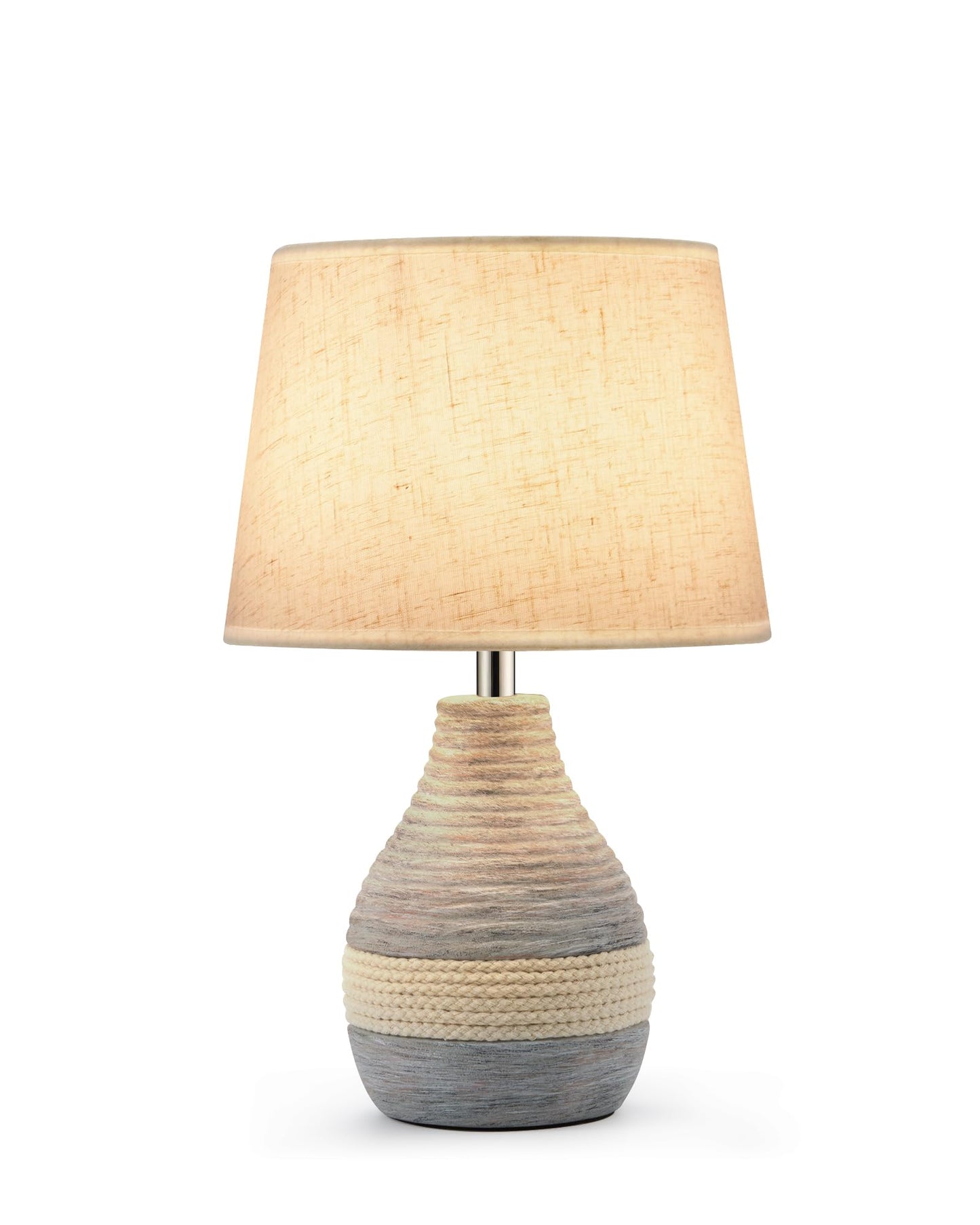 UMEXUS 13” Small Ceramic Cordless Table Lamp with Timer, Dimmer, Linen Shade, Remote Control, Rechargeable Battery Light for Patio Nightstand Kitchen Counter Living Room Side Table, Bulb Included