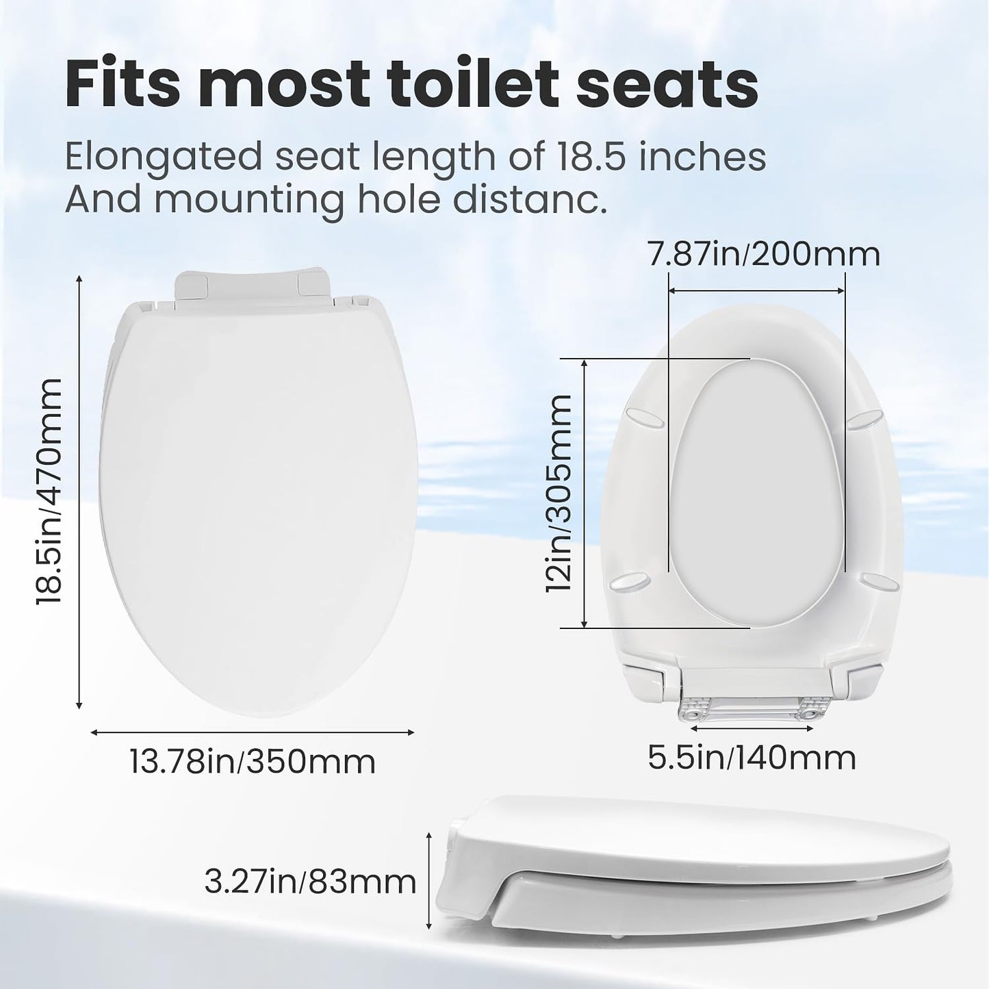 Toilet Seat Compatible with TOTO Transitional SoftClose SS114#01 Elongated Soft Close SEAT for SS237 247 SS224 SS117 SS204 SS154 SS214 Toilet Seat Replacement Parts