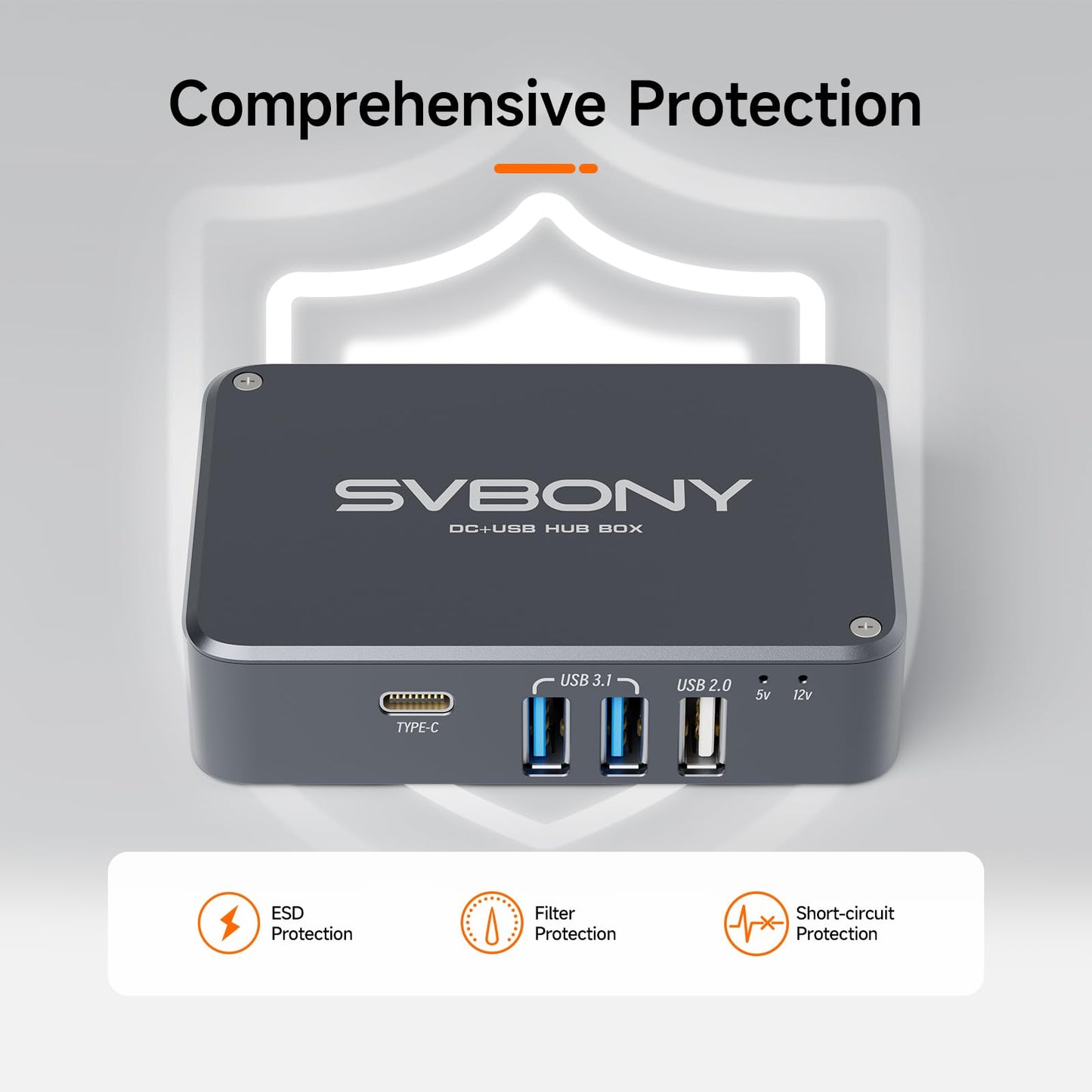 SVBONY SV241 Astronomy Telescope Power Adapter, Micro DC USB HUB Box, High-Speed Output and Type-C Interface, Compatibility with Various Power Sources, Integrated USB Hub for Outdoor Astrophotography