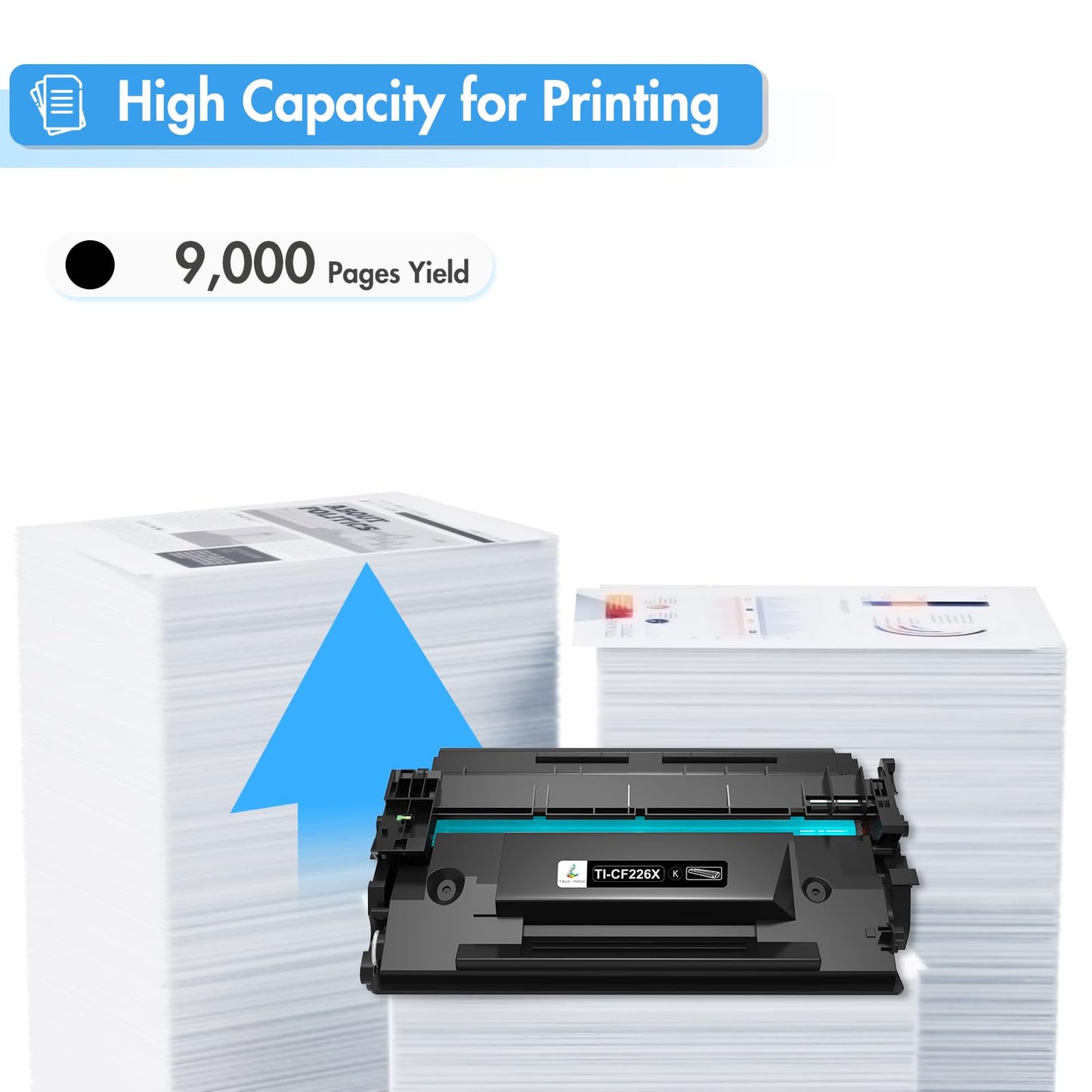 TRUE IMAGE CF226X 26X Toner Cartridge for HP Printer Replacement for HP 26X CF226X 26A CF226A Laserjet Pro M402n M402dn MFP M426fdw M426fdn M426dw M402dne M402 Printer Ink High Yield (Black, 2 Pack)