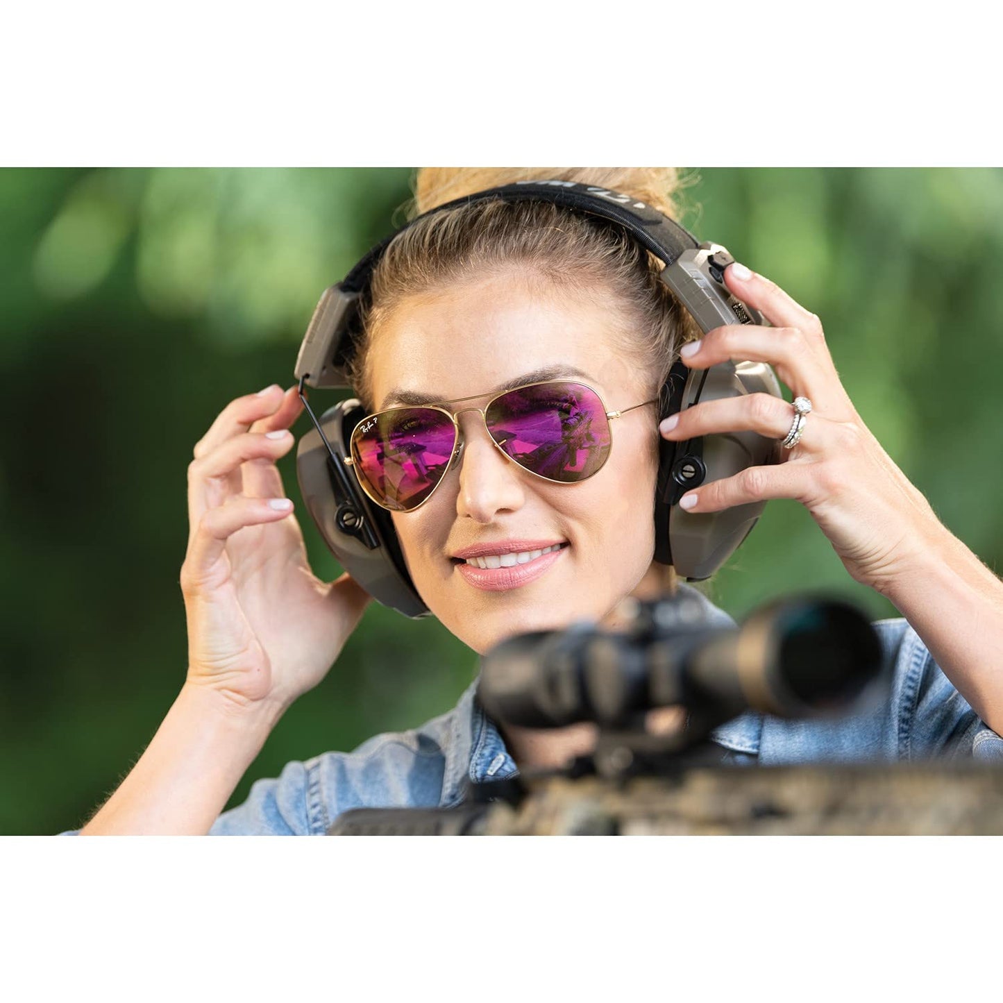 WALKER'S XCEL Digital Electronic Muff-26dB NRR Noise Protection Sound Enhancement Shooting Safety Earmuff, 2 AAA Batteries, XCEL 100, One Size