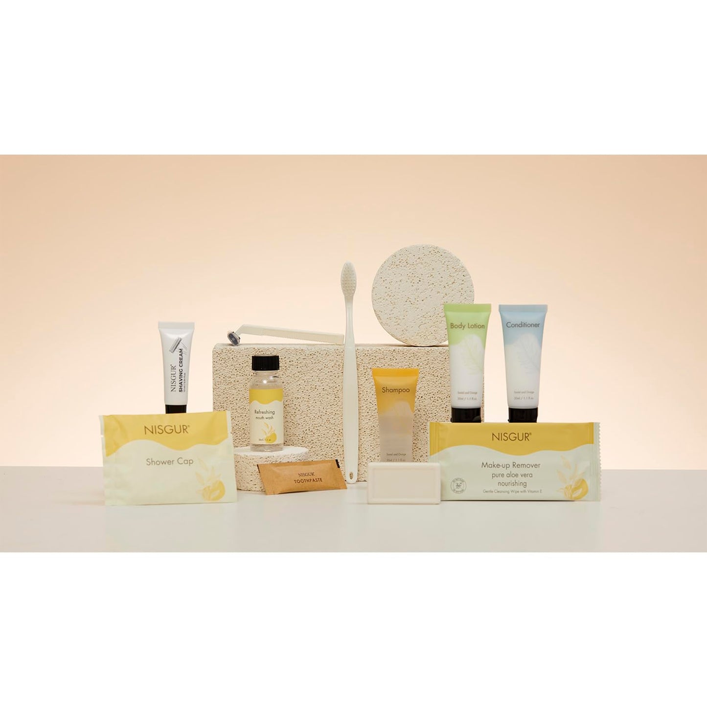 NISGUR Leak-Proof Travel Size Body Wash 1 Oz Each Pack of 200 Bulk Pack Hotel Body Wash Santal and Orange Scent Amenities and Toiletries for Hospitality
