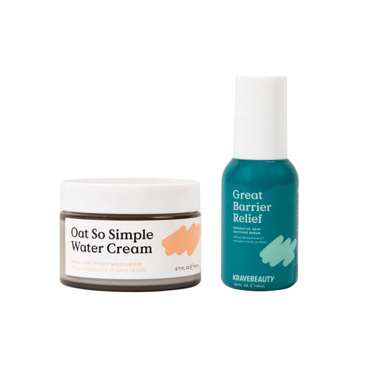 KraveBeauty Hydration Duo, Great Barrier Relief + Oat So Simple, Skin Soothing Serum & Everyday Squalane Moisturizer, Hydrating and Calming Skincare Duo, Vegan & Cruelty Free, 1.52 fl oz 2.7 fl oz