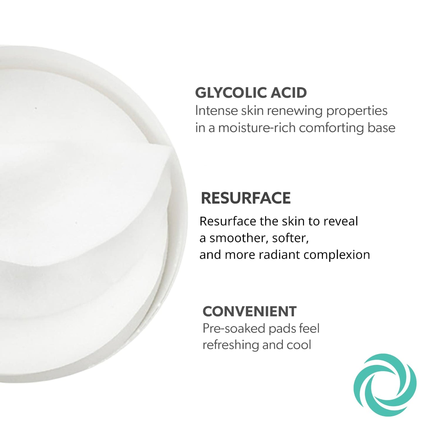 Serious Skincare - Glycolic Resurfacing Face Pads for Smoother Skin - Glycolic Acid - Exfoliates Dead Skin Cells - Pre-Soaked Cotton Pads - Vitamin E, ALoe -2 Pack (60 Pads Each)