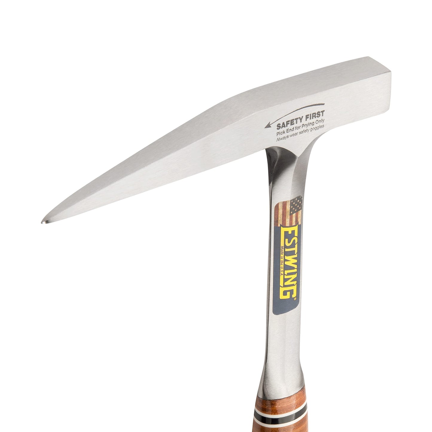 ESTWING Rock Pick - 13 oz Geology Hammer with Milled Face & Genuine Leather Grip - E13PM, Brown