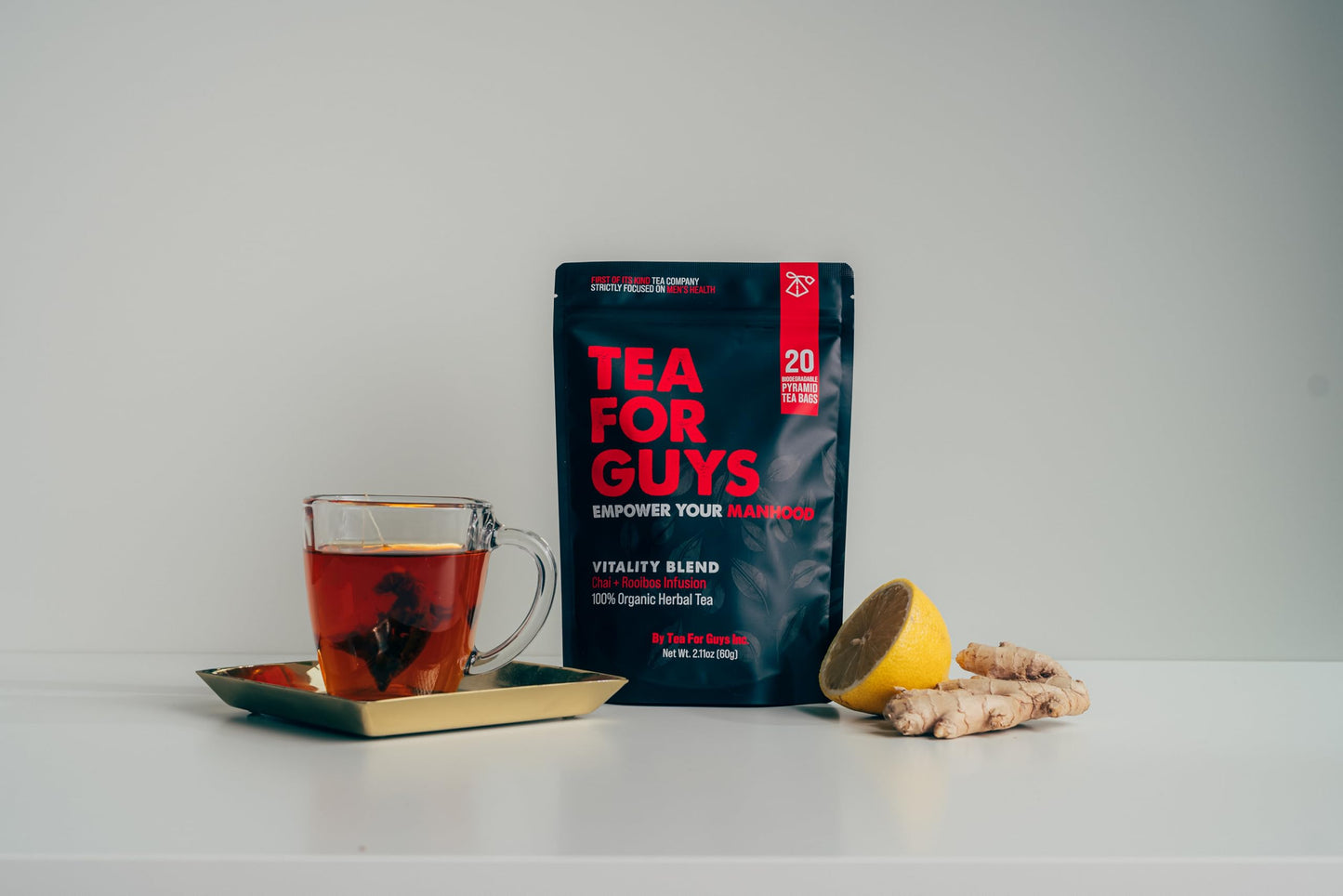 Tea For Guys: Vitality Blend – Natural Support for Testosterone, Libido, Male Fertility and overall Male Vitality | Herbal Tea for Mens Wellness – 20 Biodegradable Tea Bags