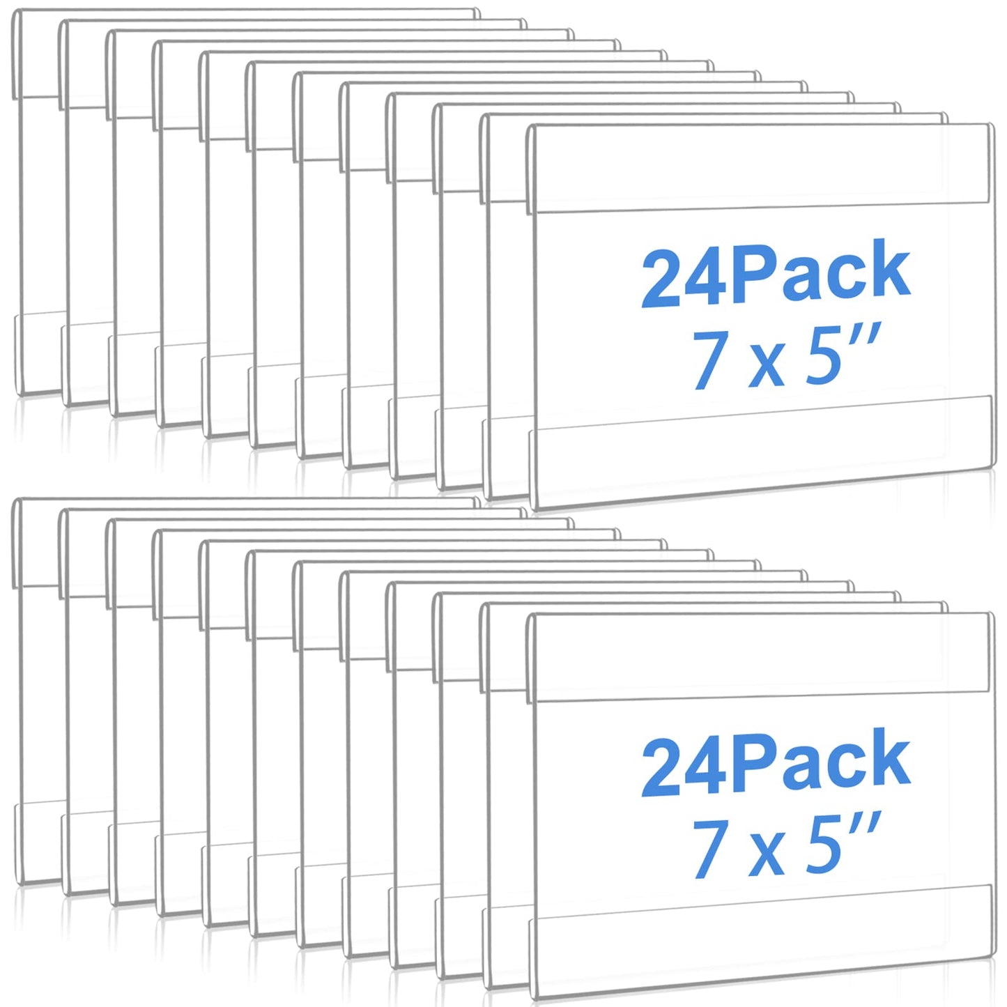 24 Pack Acrylic Wall Mounted Sign Holder Vertical Plastic Clear Frames No Drilling Wall Mounted Sign Holder with Adhesive Tape for Displaying Document Flyer Poster(Horizontal Style,5 x 7 Inch)