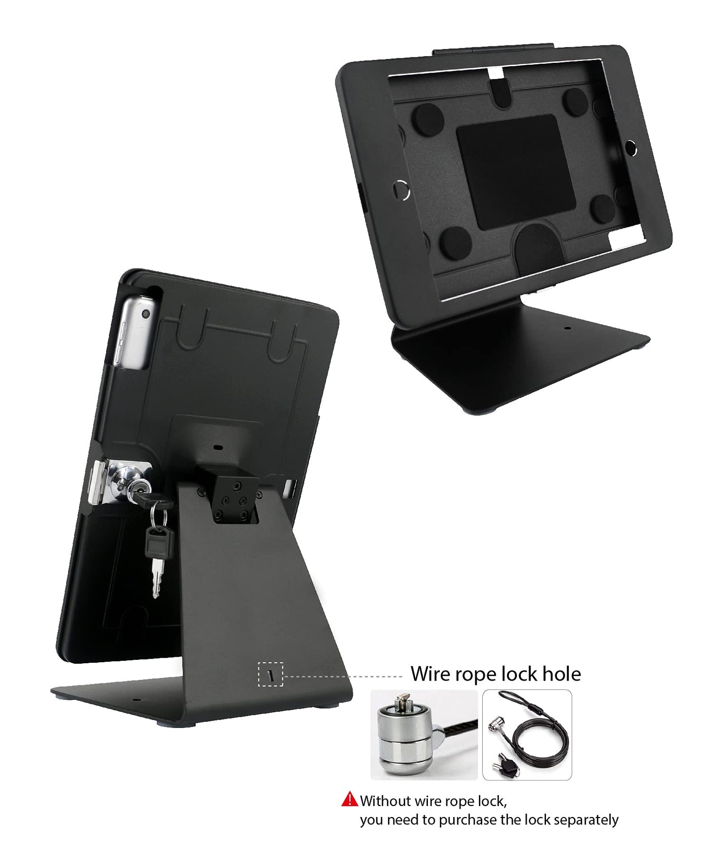 DDSHOW Desktop Anti-Theft Security Kiosk Stand Holder Enclosure for iPad 10.2-Inch (9th Gen.2021,8th Gen.2020,7th Gen.2019),with Lock and Key,Flip &360°Rotating Horizontal or Vertical Design(Black)