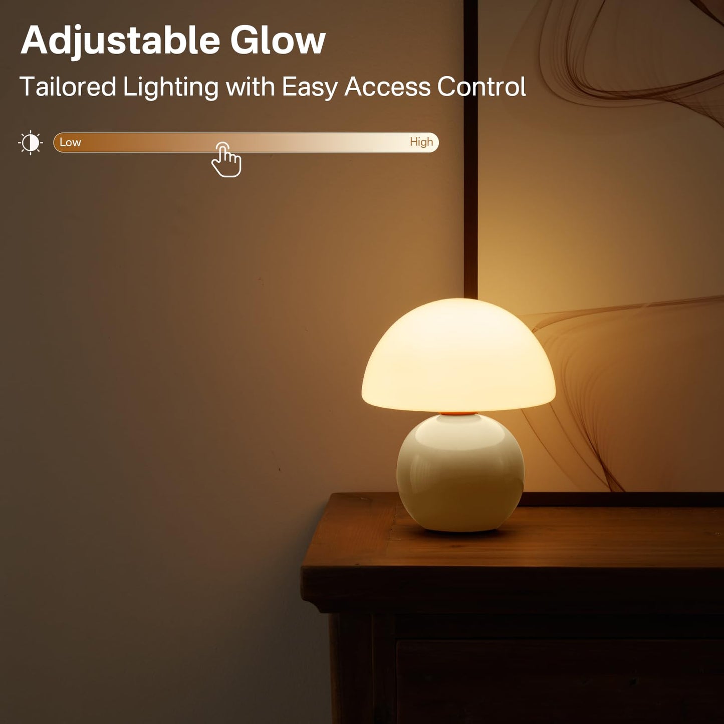 Dawnwake Mushroom Lamp Table Lamp for Bedroom,Desk Bedside Small Lamps for Living Room Night Stands,Mushroom Decor Cute Mini Modern Mid Century Lamps,Unique Aesthetic Home Living Room Decor(Cream)