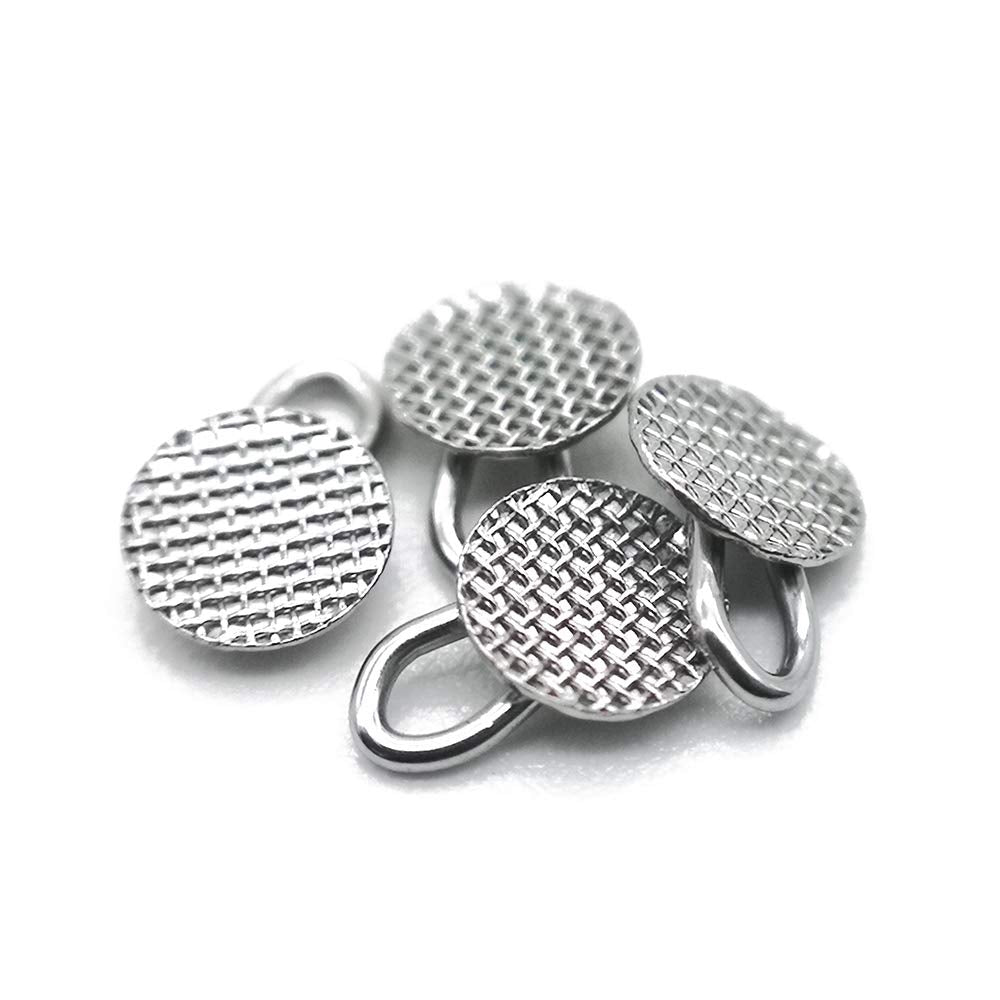 Dental Orthodontic Braces Bondable Lingual Buttons With Traction Hooks,10pcs/Pack, Mesh Base (5 Packs)