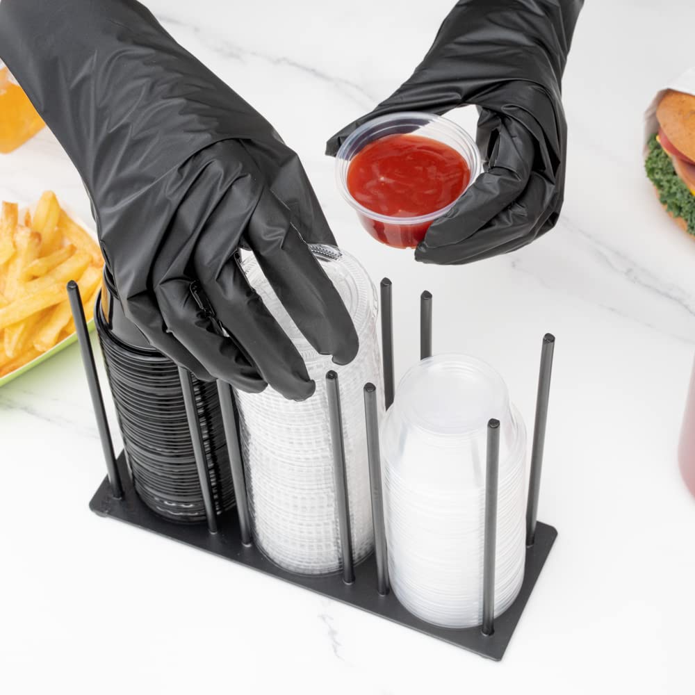 Restaurantware-Chef 101 8.25 x 3 x 6 Cup And Lid Organizer, 1 3-Section Cup And Lid Holder - Horizontal Design, Compact, Black Iron Dispenser, For Countertops And Storage