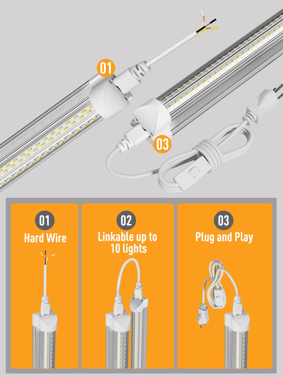 OnlyLux LED Shop Light, 25W 3750LM 6000K Super Bright, Plug and Play, Linkable Utility Shop Lights for Garage, Cabinet, Workbench, Workshop (6 Pack)
