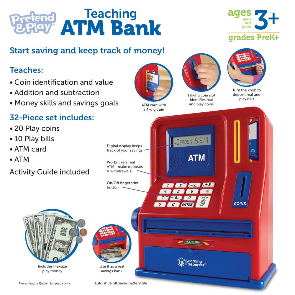 Learning Resources LER2625 Pretend and Play Teaching ATM Bank Toy