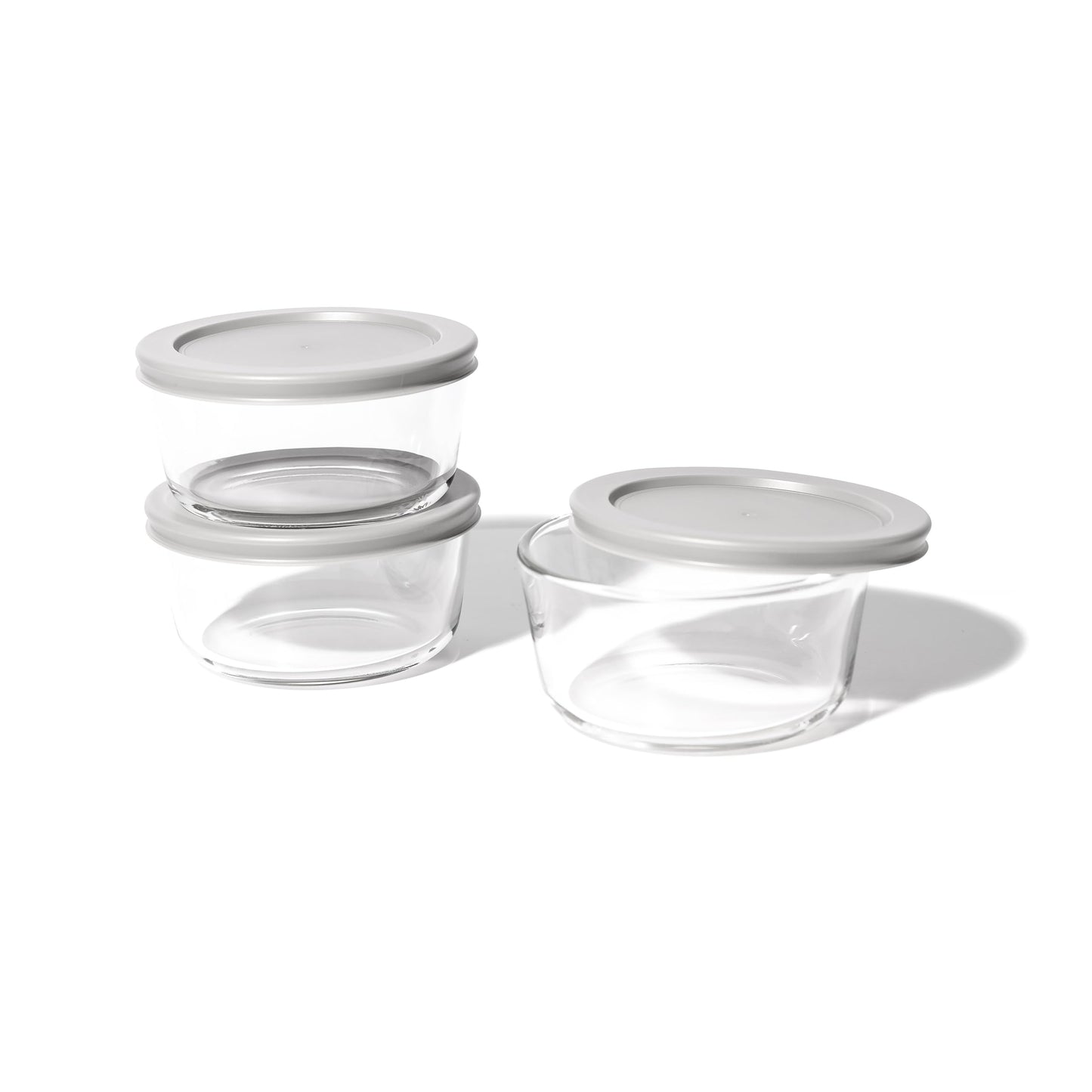 6-Piece Glass Food Storage Containers Set (3 Containers + 3 BPA-Free Lids) | 2-Cup, Leakproof | Microwave, Freezer, Oven & Dishwasher Safe | Ideal for Meal Prep & Pantry Organization, Grey