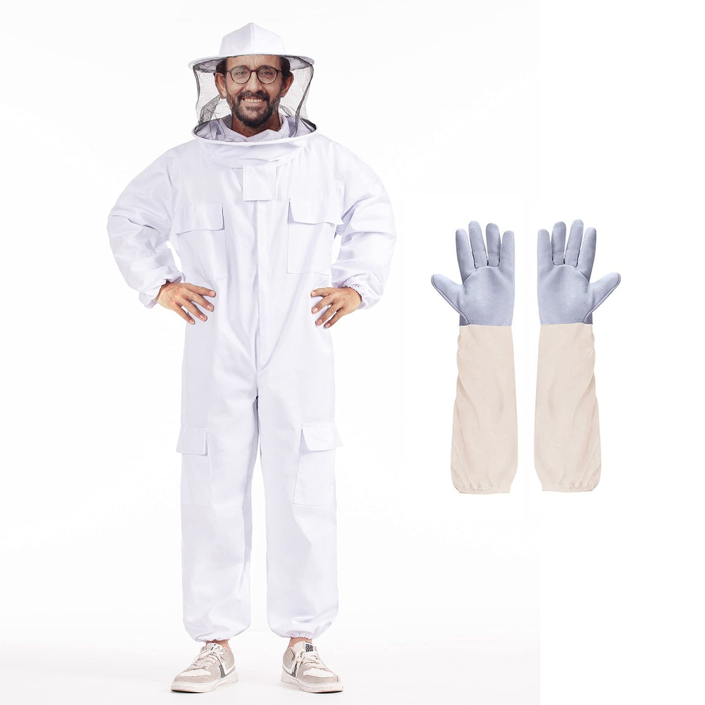 Professional Bee Suits for Men Women Sting Proof with Round Veil, Sting-Proof Full Body Protection Beekeeping Suit with Glove, Safety Ventilated Bee Keeper Suit(Beekeeper Gear)